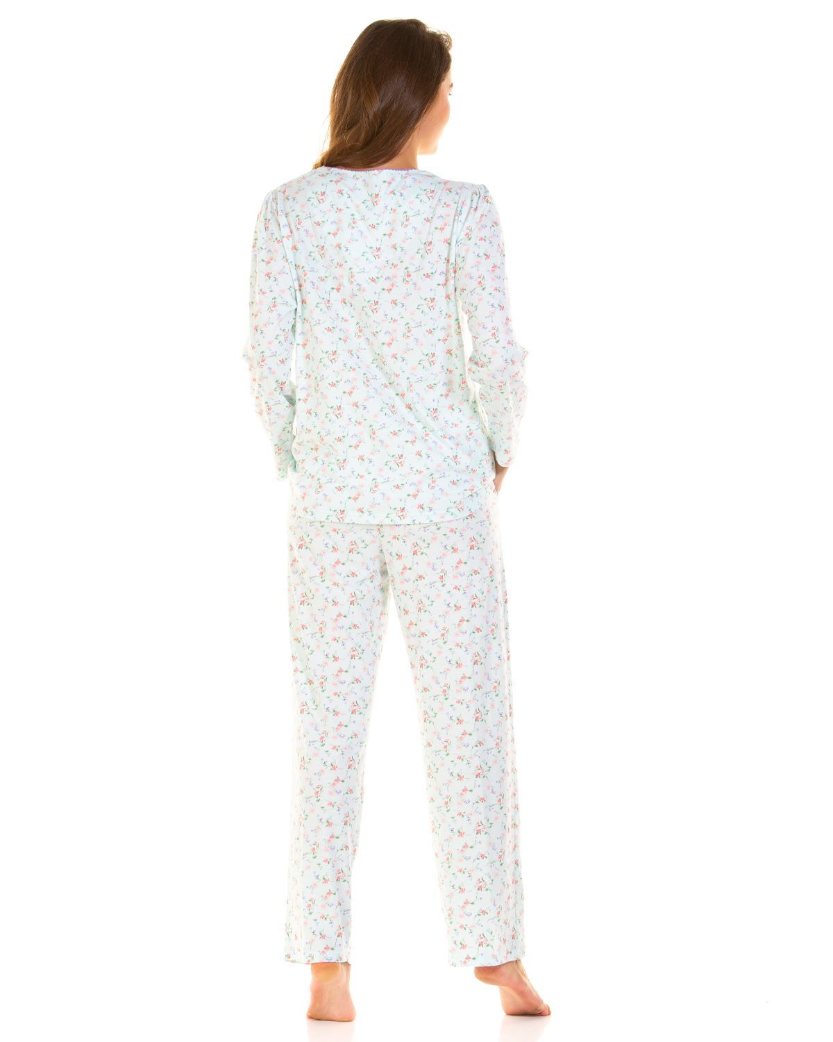 Conjunto de pijama floral de manga larga rico de algodón para damas La Marquise Jersey - Imagen 4 de 9