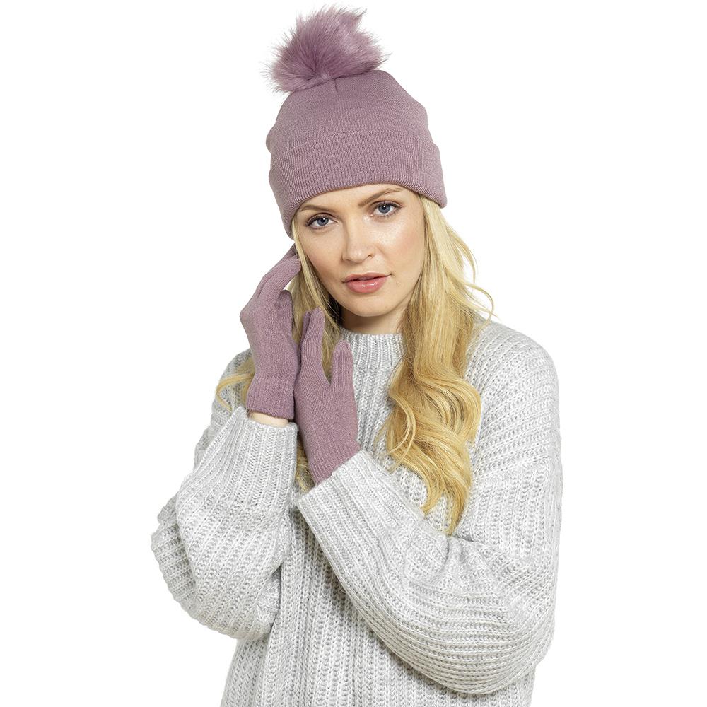 Ladies Womens Winter Bobble Hat & Touch Screen Gloves Set by Foxbury GL550 eBay