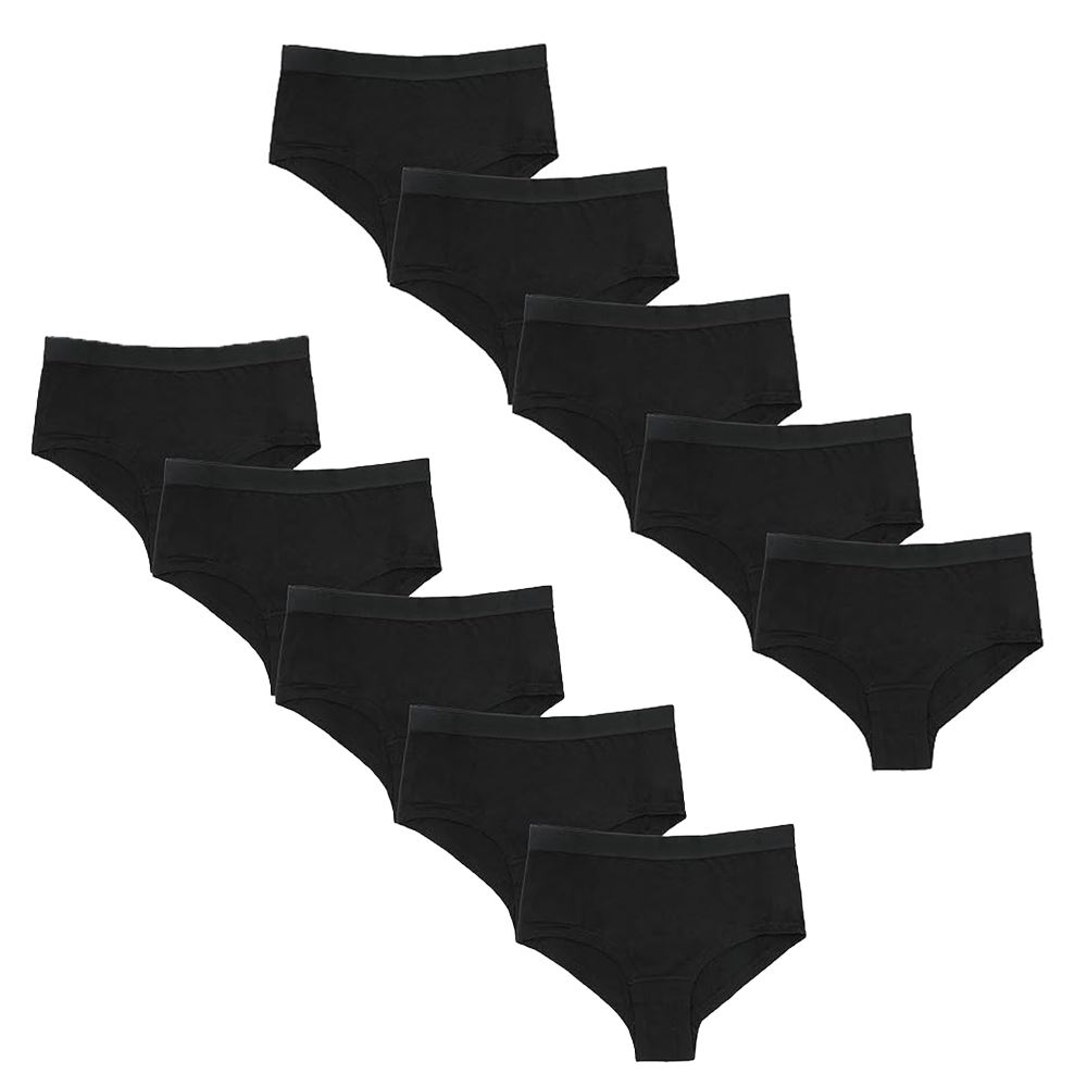 Girls Plain Black Knickers Kids Teens Cotton Everyday Short Briefs
