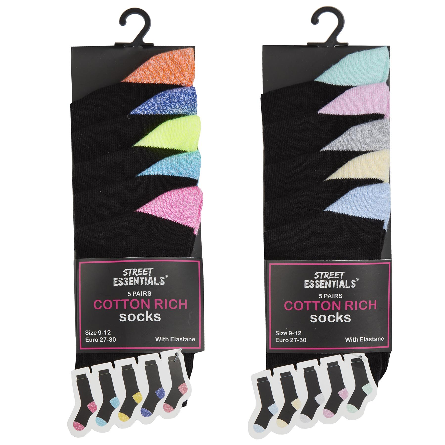 Kids Cotton Rich Socks Boys Girls Black Marl Crew Everyday Sock (5 or 10 Pairs) - Picture 13 of 13