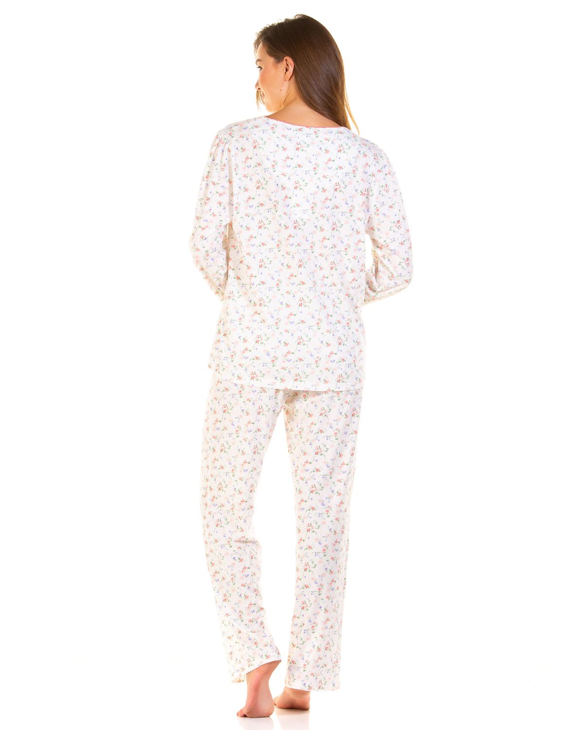 Conjunto de pijama floral de manga larga rico de algodón para damas La Marquise Jersey - Imagen 8 de 9