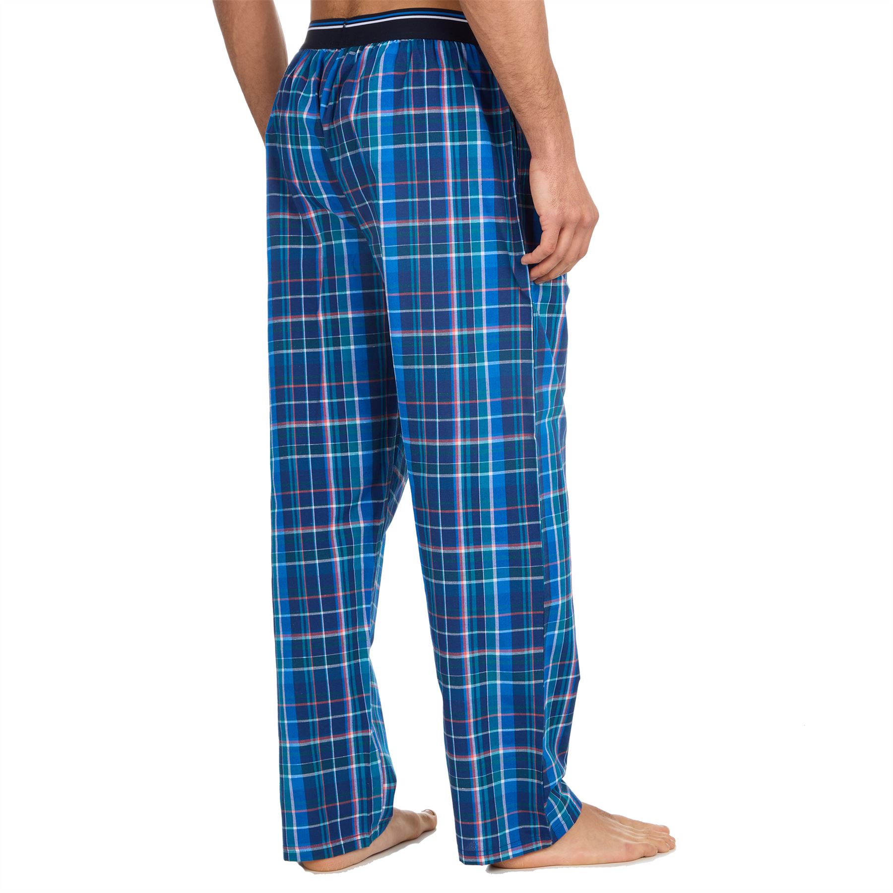 Woven Lounge Pants Mens Elasticated Waist Check Pyjama Bottoms PJs Nightwear - Picture 7 of 14