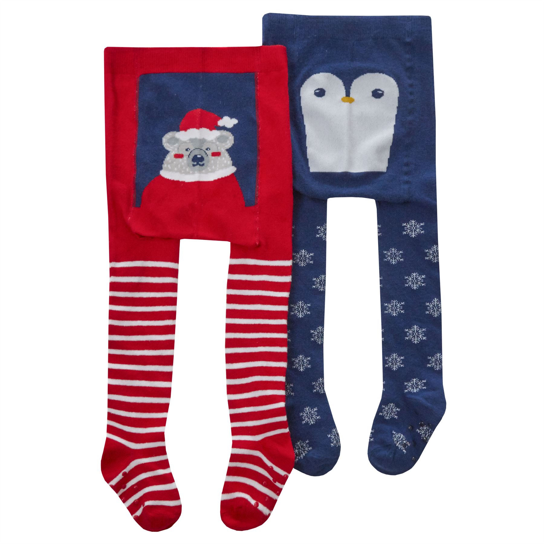 Babies & Kids Christmas Tights Cotton Rich Novelty Xmas Baby Girls 2 Pairs - Picture 11 of 14