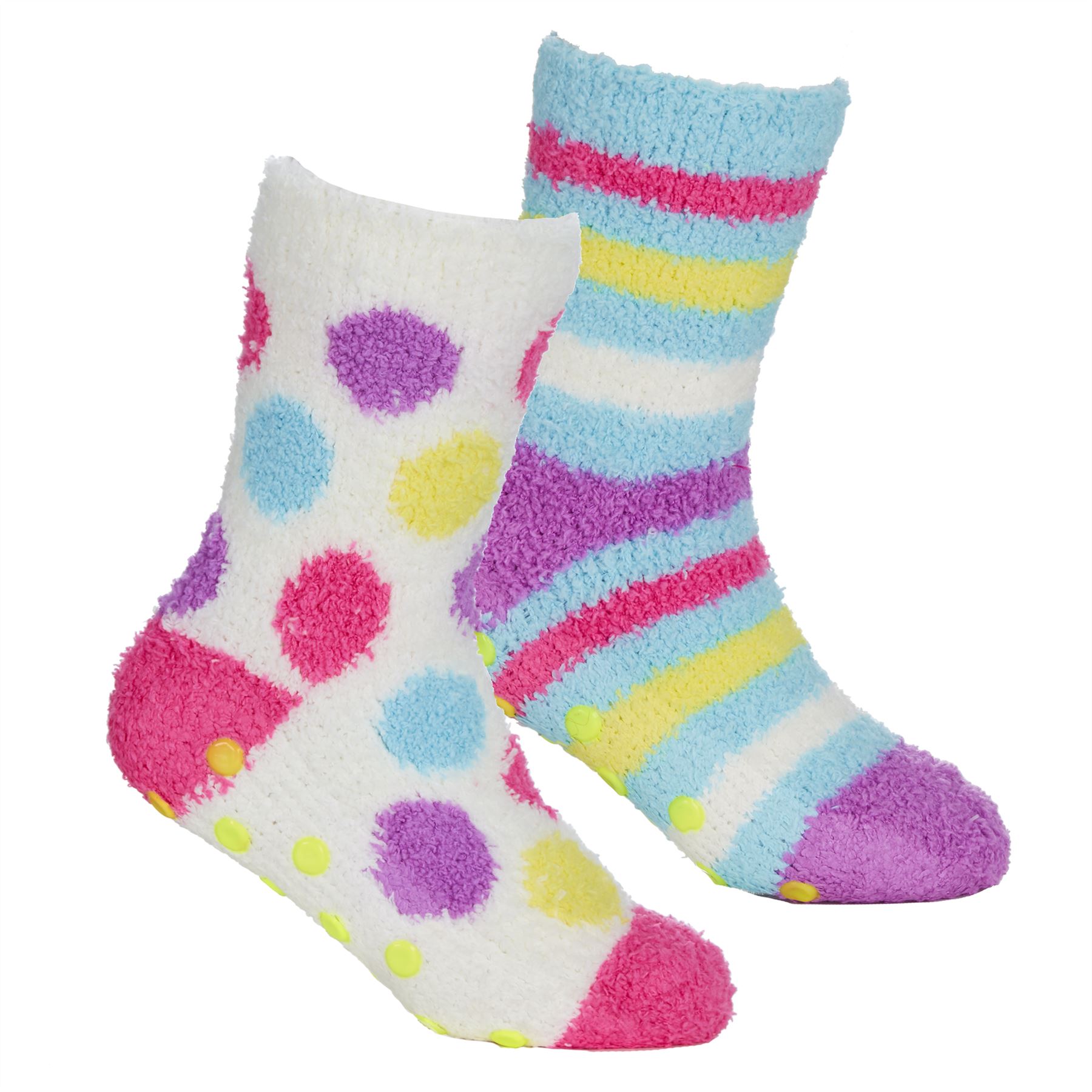 Babies Kids Fluffy Socks Cosy Warm Fuzzy Slipper Bed Sock with Grips (4 Pairs) - Picture 28 of 74