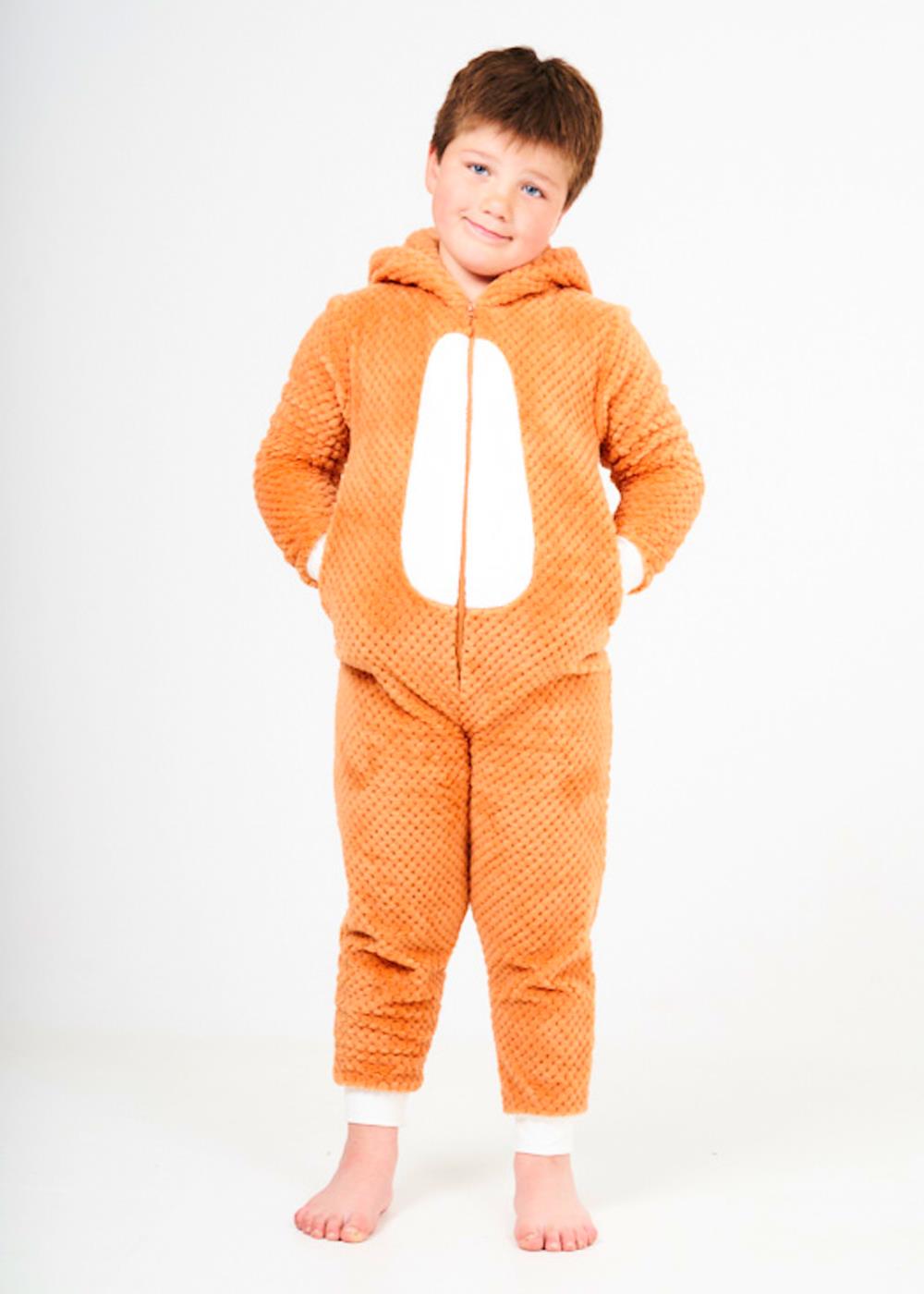 Kids Novelty Animal 1Onezie Soft Coral Fleece 3D All in One Sleepsuit with Hood - Picture 23 of 88