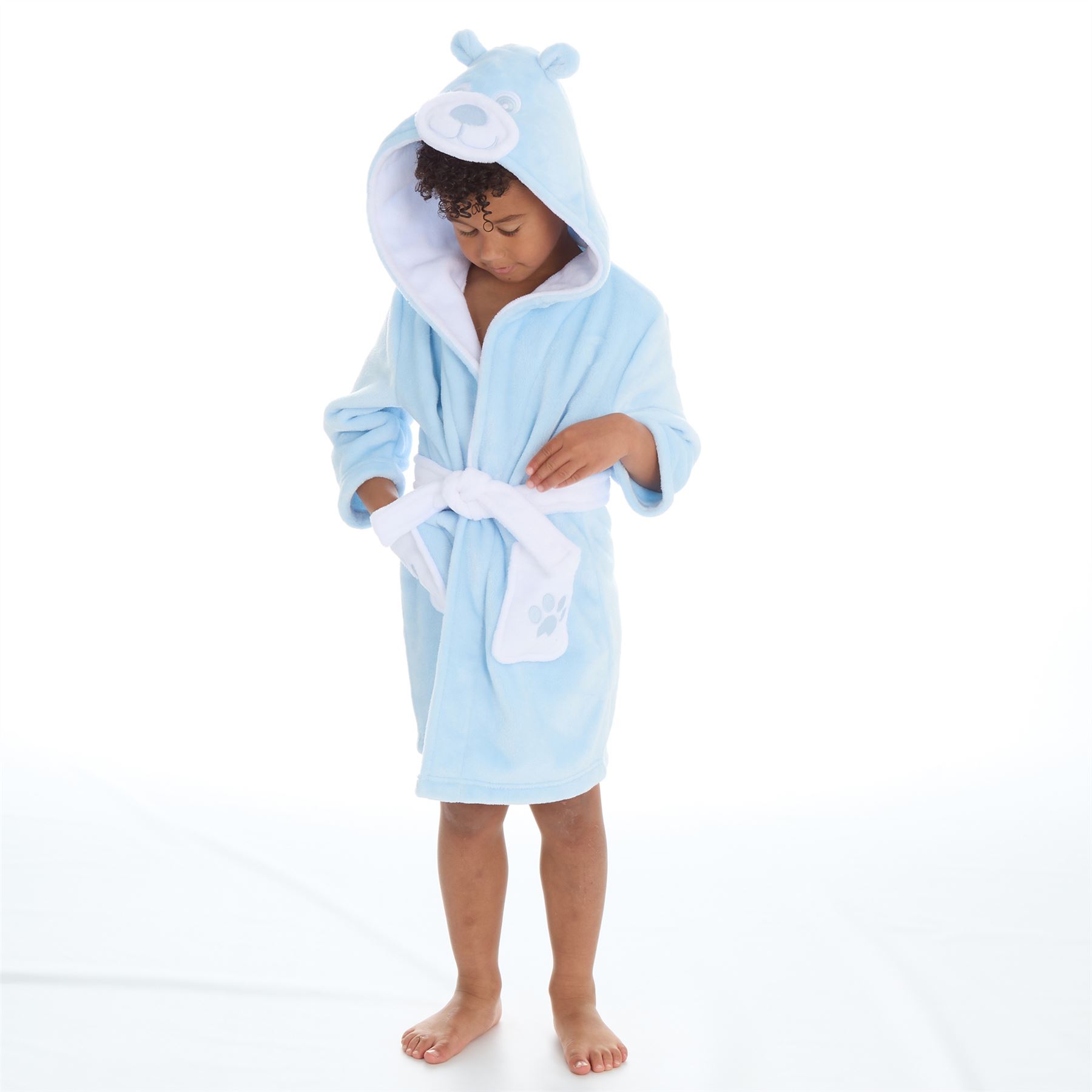 Baby Toddlers Bathrobe Infant Kid Soft Coral Fleece Hooded Dressing Gown - Picture 68 of 103