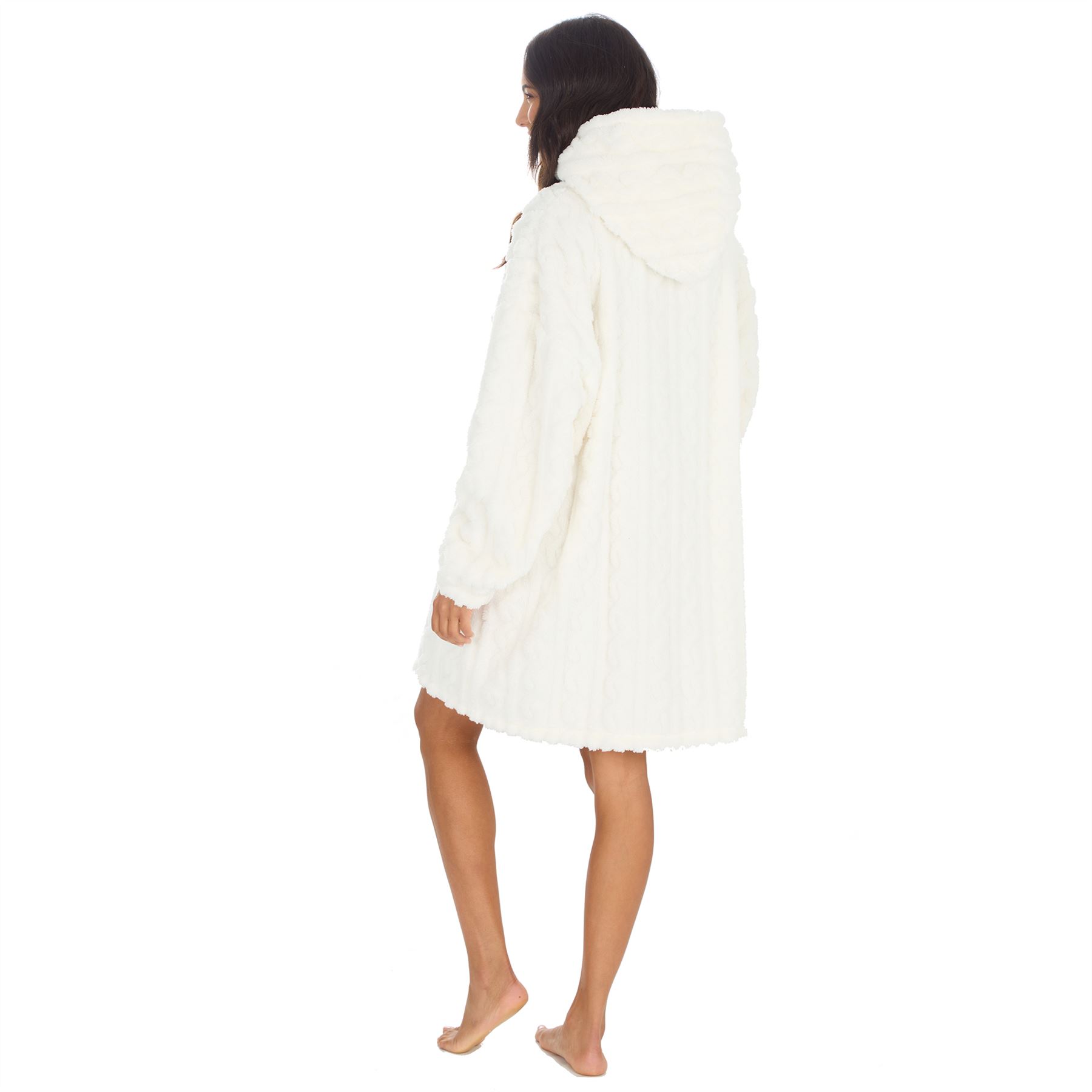Sudadera con capucha Sherpa de gran tamaño para adultos cable polar con capucha acurrucarse salón manta jersey - Imagen 6 de 21
