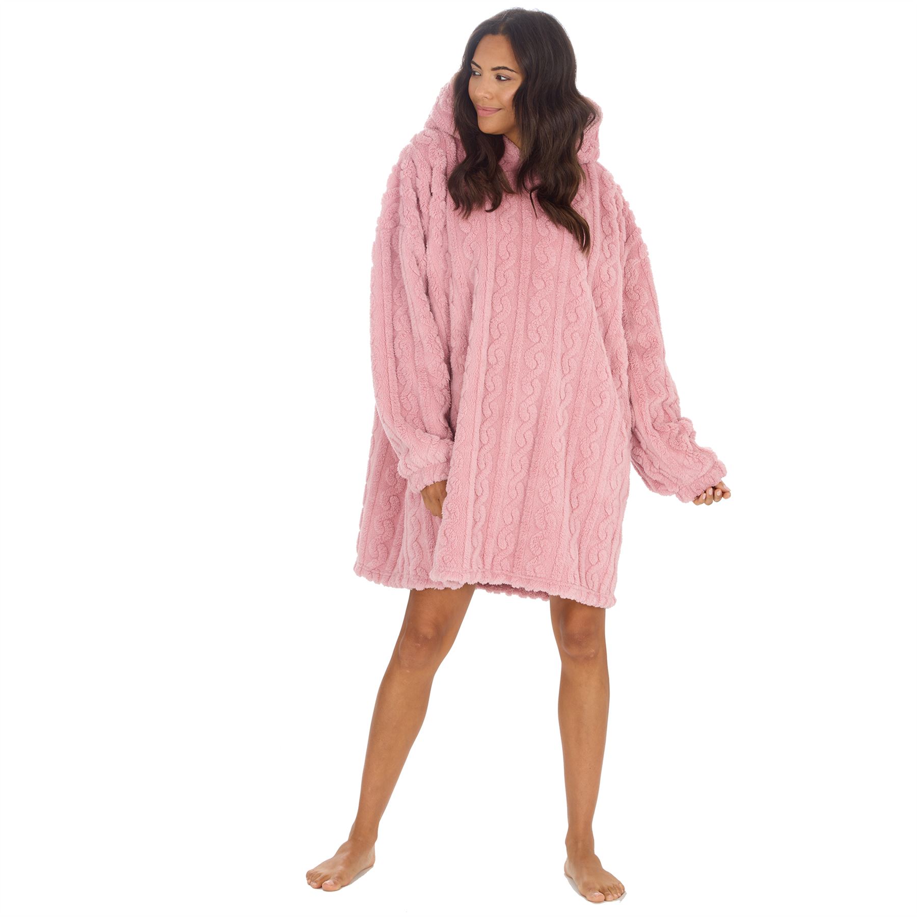 Sudadera con capucha Sherpa de gran tamaño para adultos cable polar con capucha acurrucarse salón manta jersey - Imagen 18 de 21