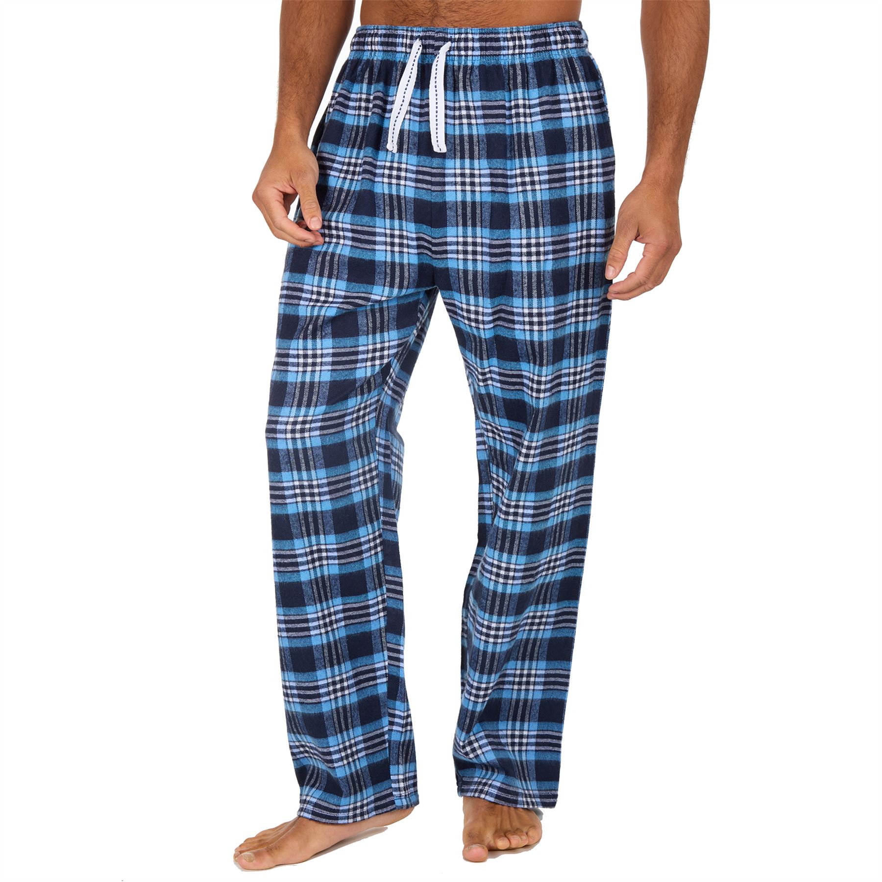 Mens Brushed Cotton Lounge Pants Soft Flannel Check PJs Pyjama Bottoms - Picture 6 of 23