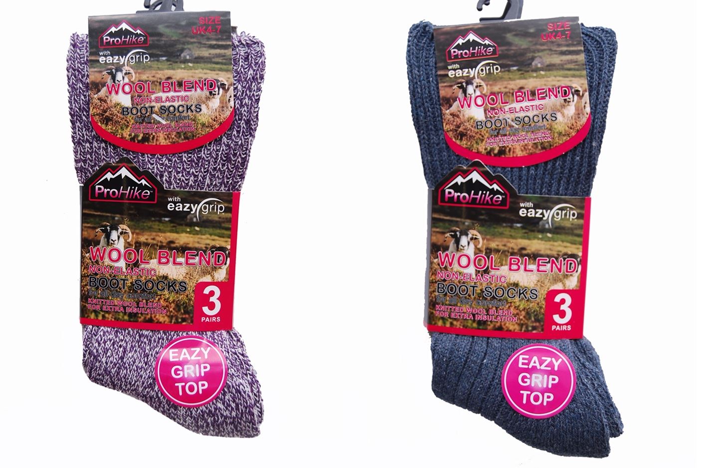 6 Pairs Gents or Womens Gentle Grip Non Elastic Chunky Wool Work Hike