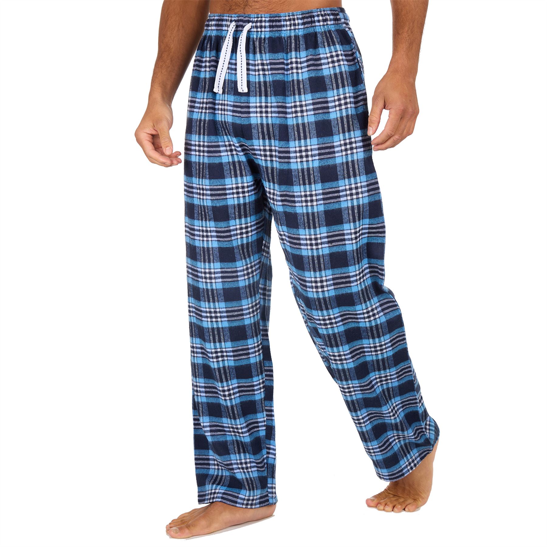 Mens Brushed Cotton Lounge Pants Soft Flannel Check PJs Pyjama Bottoms - Picture 7 of 23