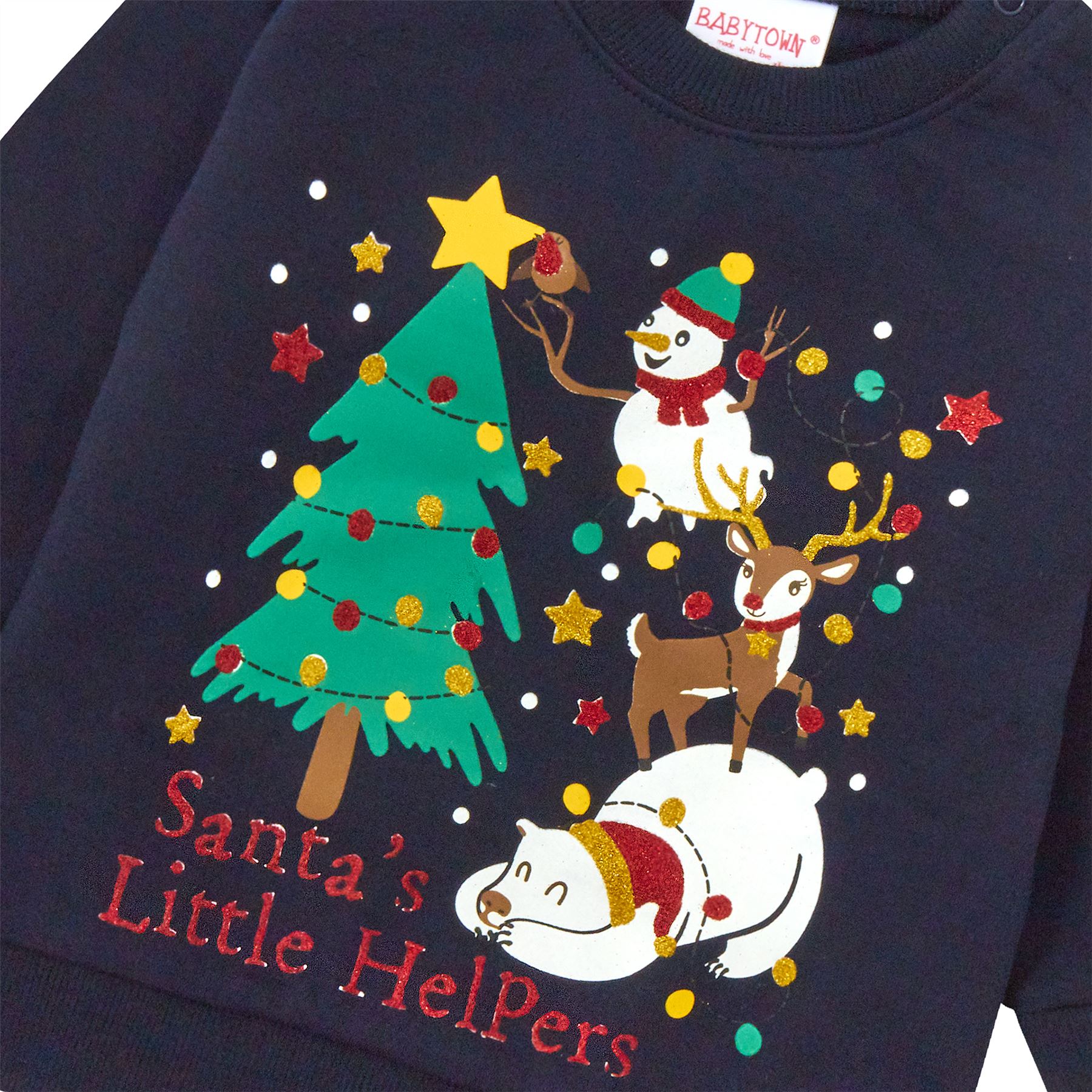 Kids Christmas Jumpers Babies Boys Girls Festive Jumpers Xmas Sweatshirts - Picture 11 of 39