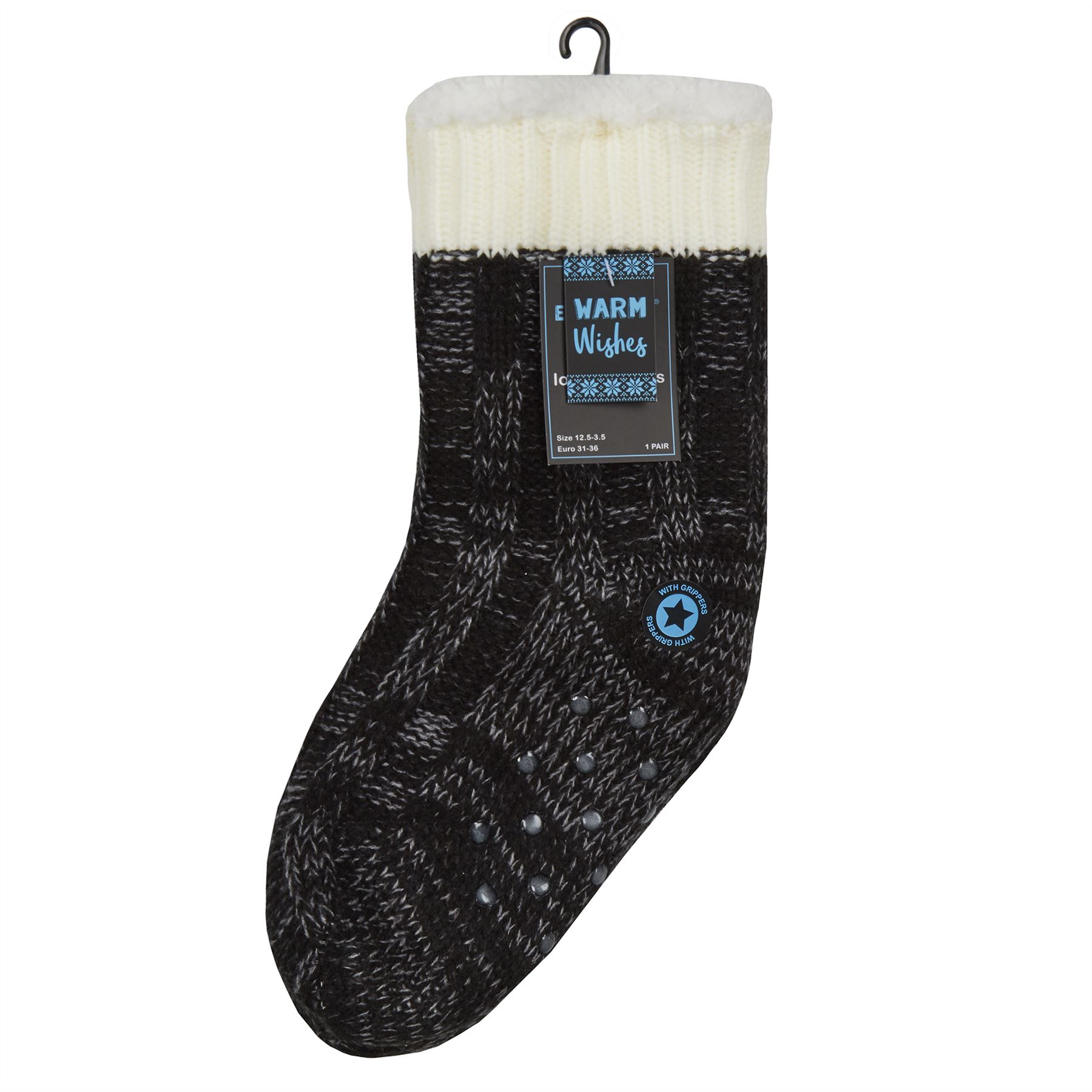 Kids Slipper Socks Soft Sherpa Fleece Lined Winter Cosy Knitted Fluffy Bed Sock - Picture 19 of 21
