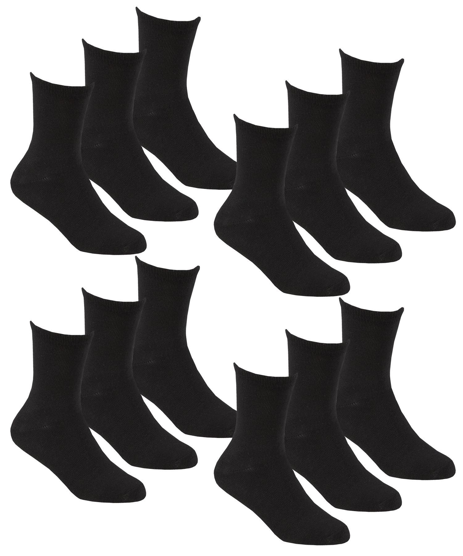 Kids School Socks Boys Girls Cotton Rich Plain Ankle Crew Sock 6 or 12 Pairs - Picture 10 of 17