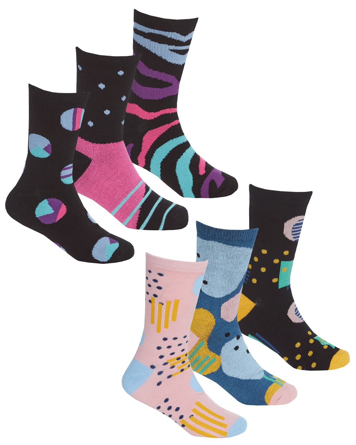 Kids Bamboo Socks Boys Girls Breathable Fun Novelty Everyday Sock (6 Pairs) - Picture 2 of 13