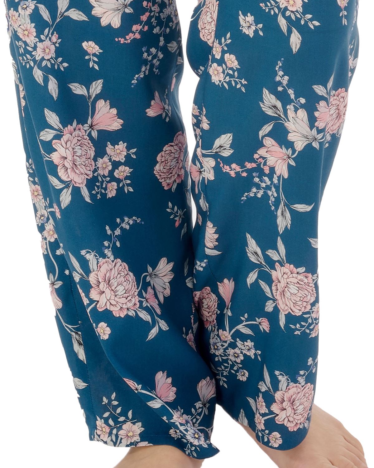 Gaspé Tailored Button Pyjamas Floral Woven Viscose Short Sleeve Night Pyjama Set - Picture 7 of 7