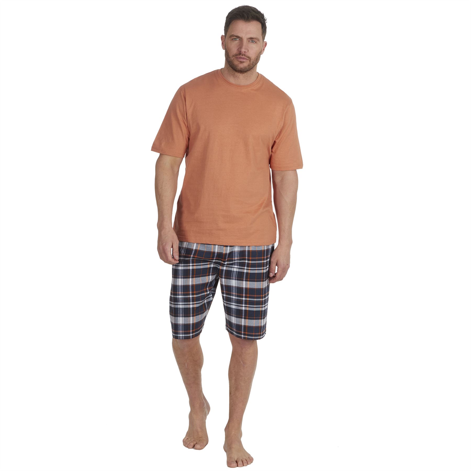 Mens Short Pyjamas Jersey Cotton Short Sleeve Pyjama Set Loose Nightwear PJs - Picture 36 of 46