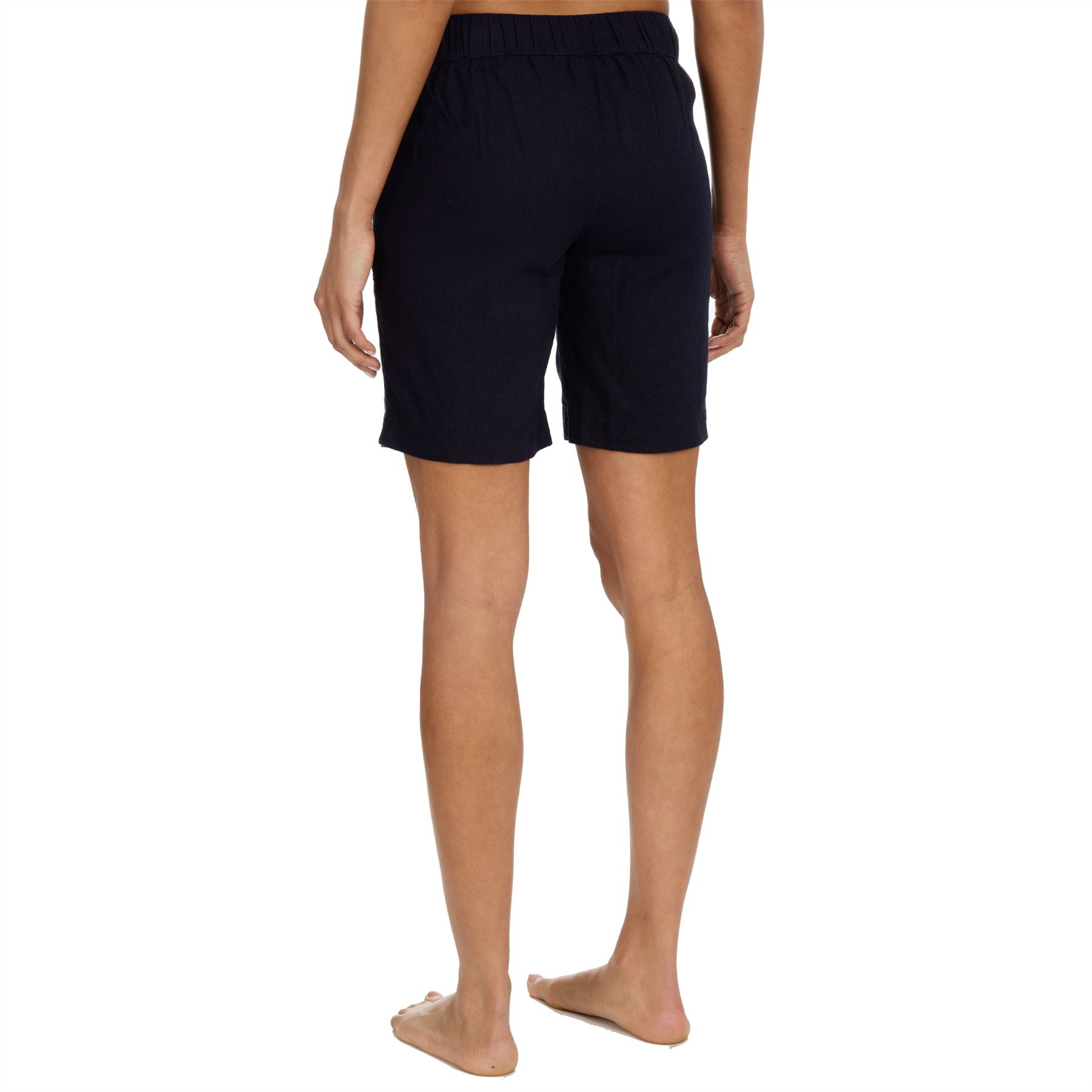 Ladies Linen Shorts Summer Lightweight Longer Length Elasticated Waist Short - Picture 8 of 12