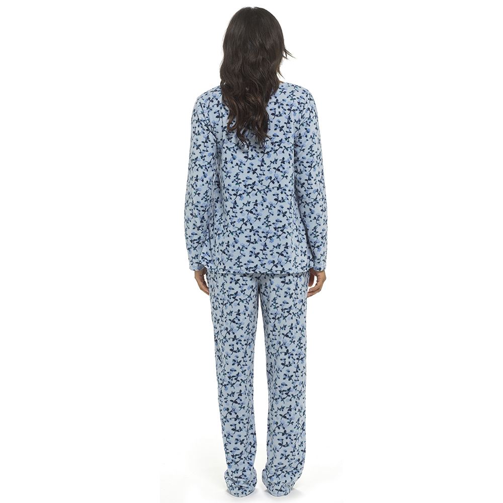 Damen Polar Fleece Schlafanzug Damen Langarm Soft Touch Winter Pyjama Set - Bild 5 von 9