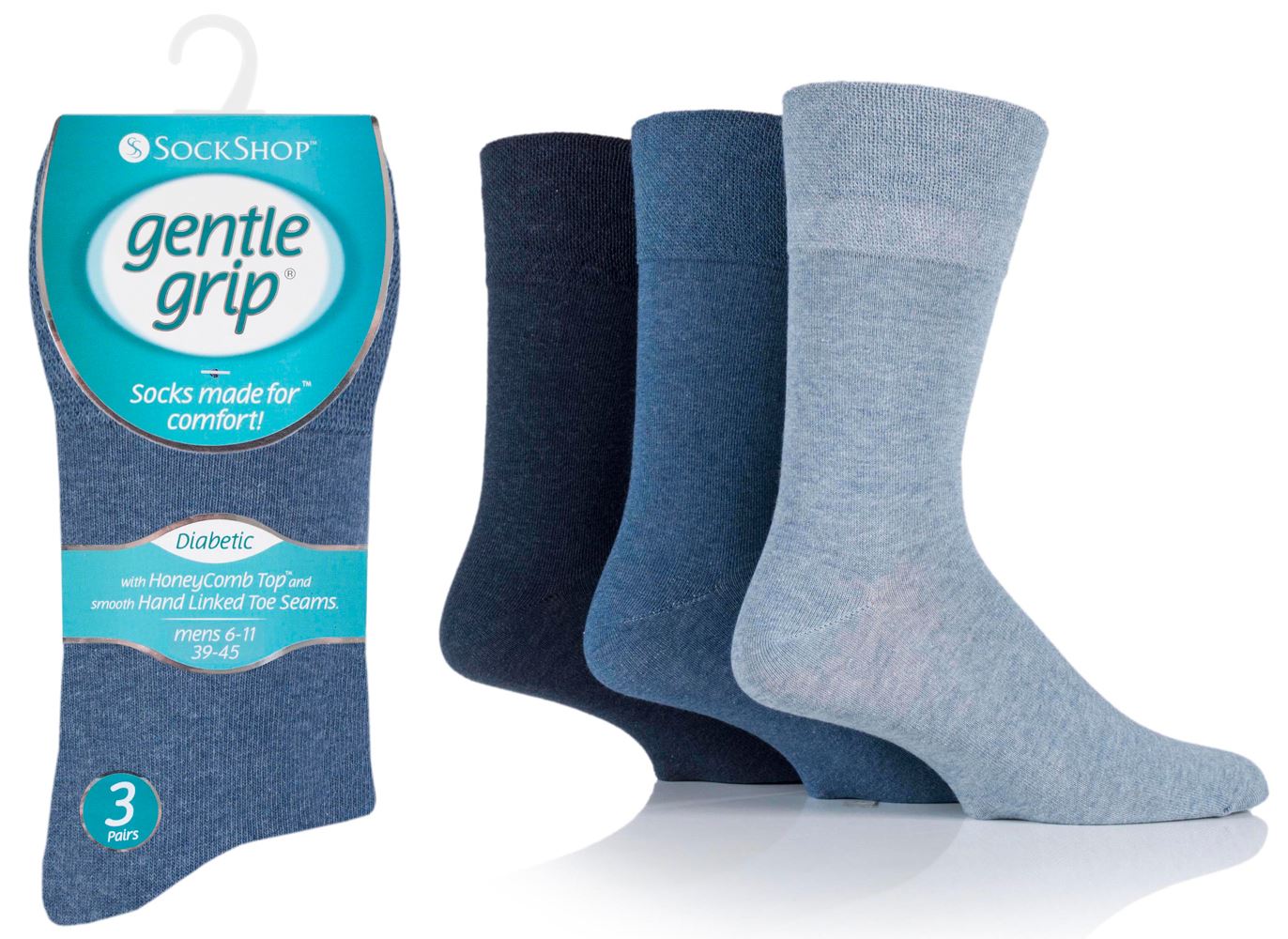Sock Shop Cotton Diabetic Gentle Grip Non Elastic Socks (6 or 12 Pairs
