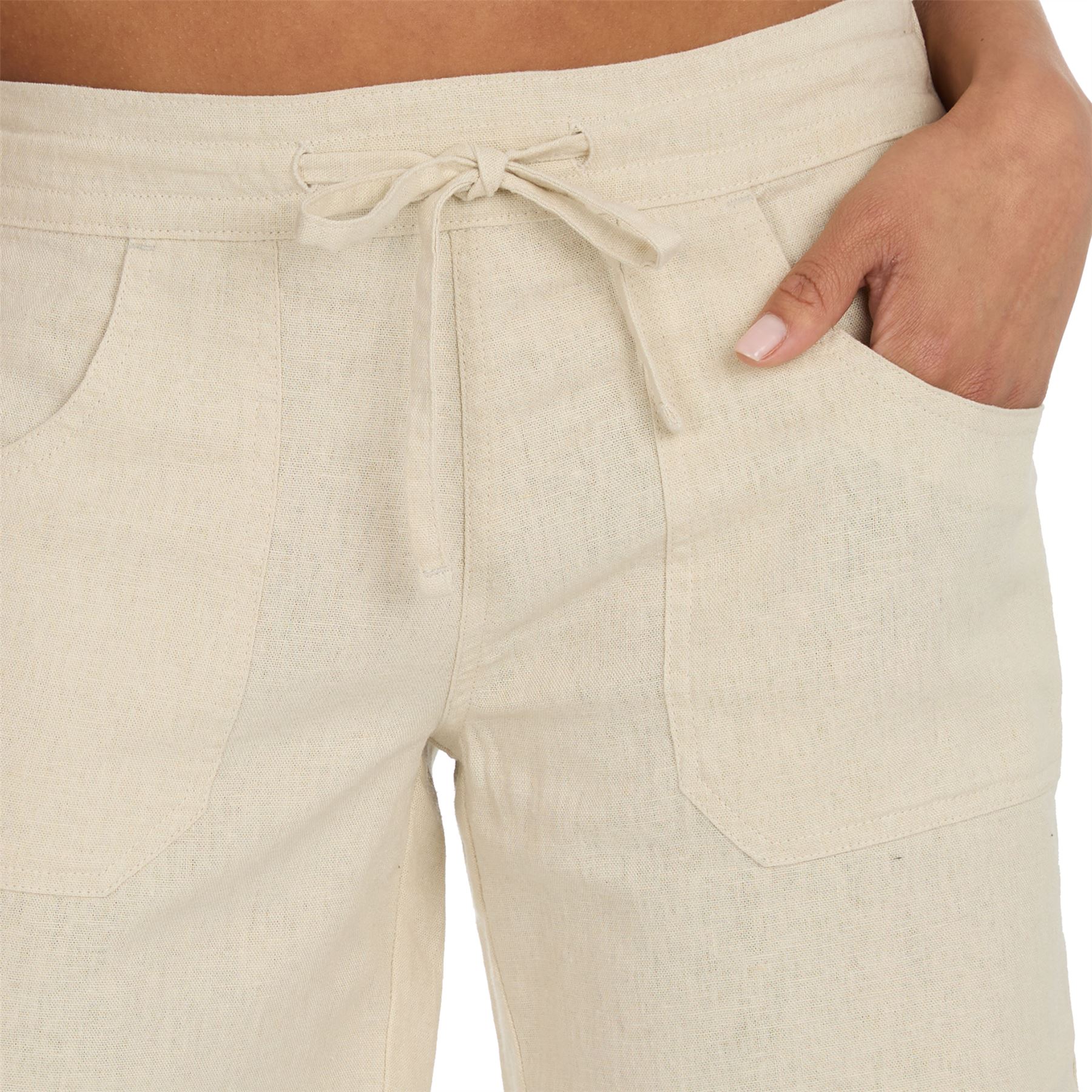Ladies Linen Shorts Summer Lightweight Longer Length Elasticated Waist Short - Picture 12 of 12