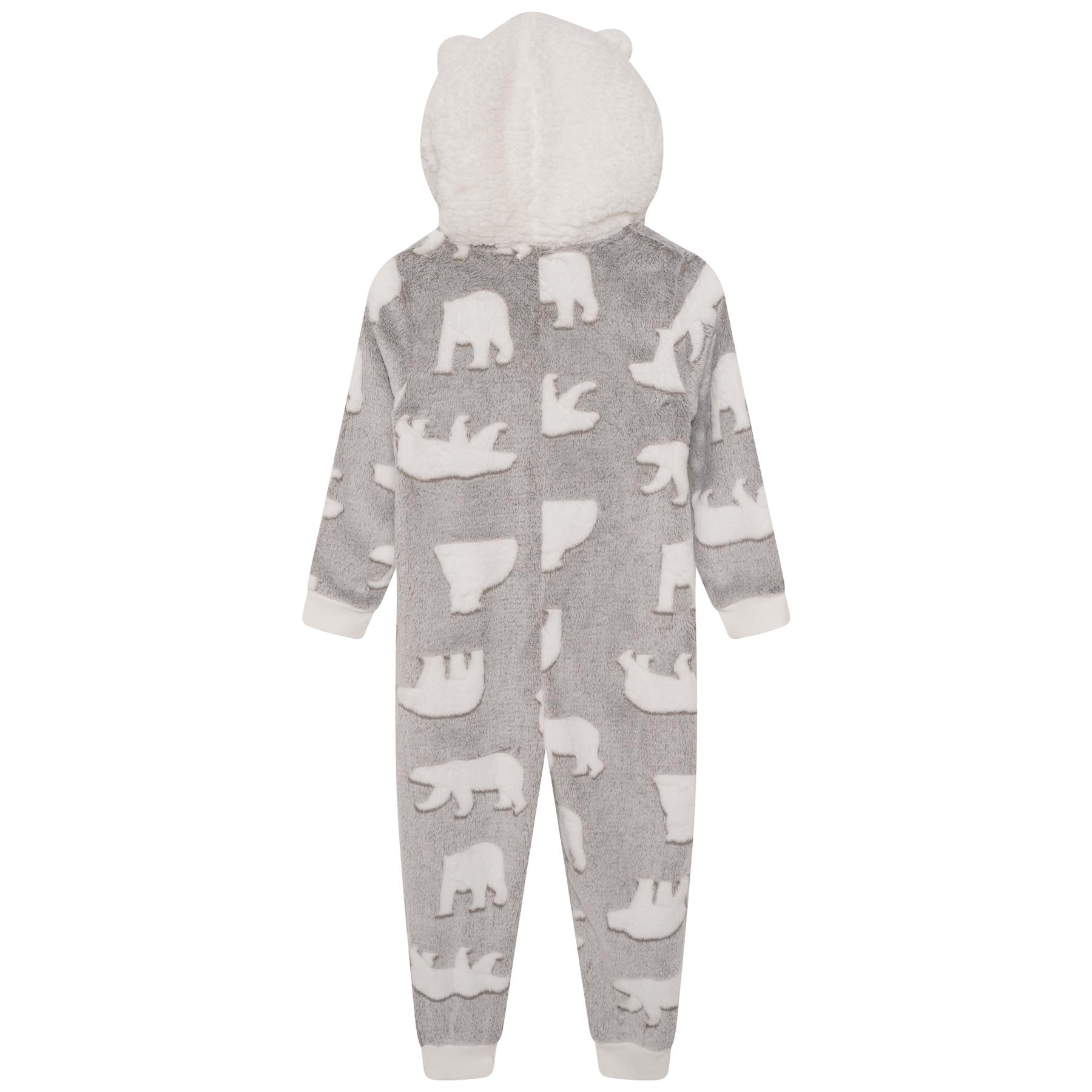 Kids Novelty Animal 1Onezie Soft Coral Fleece 3D All in One Sleepsuit with Hood - Picture 73 of 88