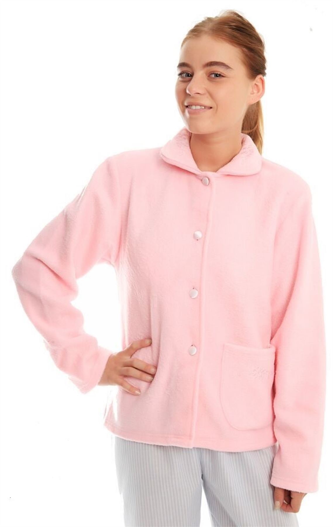 Ladies Lady Olga Daisy Soft Fleece Warm Traditional Button Bed Jacket Nightwear | eBay