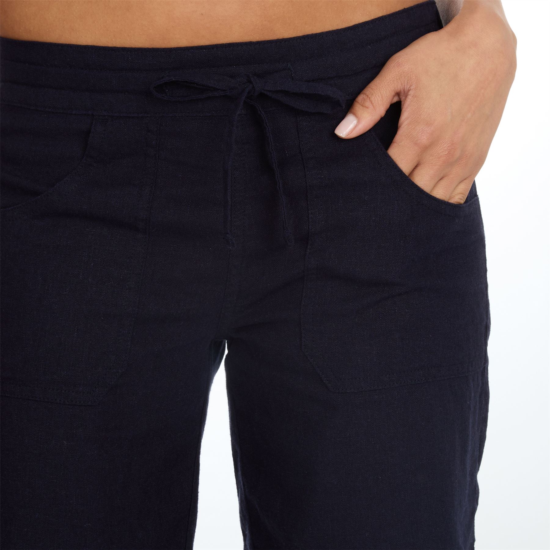 Ladies Linen Shorts Summer Lightweight Longer Length Elasticated Waist Short - Picture 9 of 12