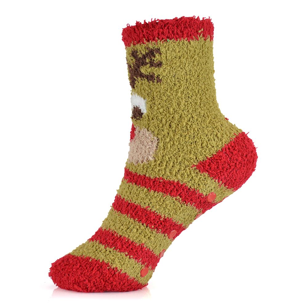 Christmas Cosy Socks Babies Kids Fluffy Festive Bed Slipper Sock Grips (3 Pairs) - Picture 9 of 13
