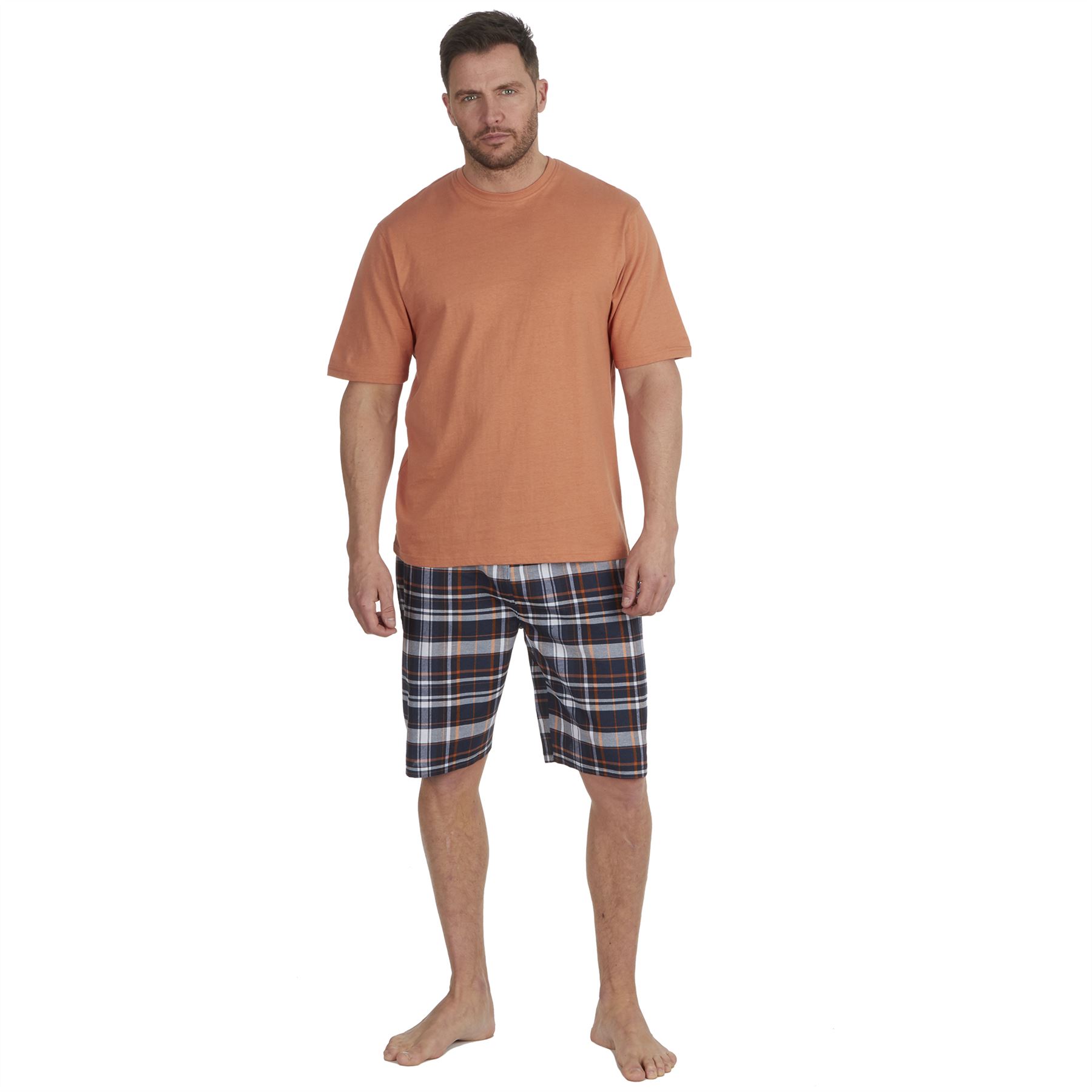 Mens Short Pyjamas Jersey Cotton Short Sleeve Pyjama Set Loose Nightwear PJs - Picture 37 of 46