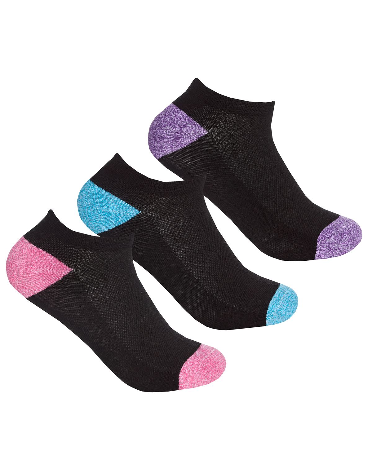 Sport Trainer Socks Ladies Cotton Rich Active Ventilation Mesh Low Cut Sock - Picture 3 of 13