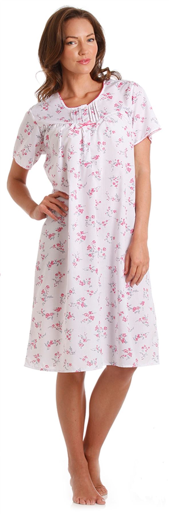 Lady Olga Short Sleeve Nightie Floral Poly Cotton Nightdress Size 10-32 - Picture 3 of 3