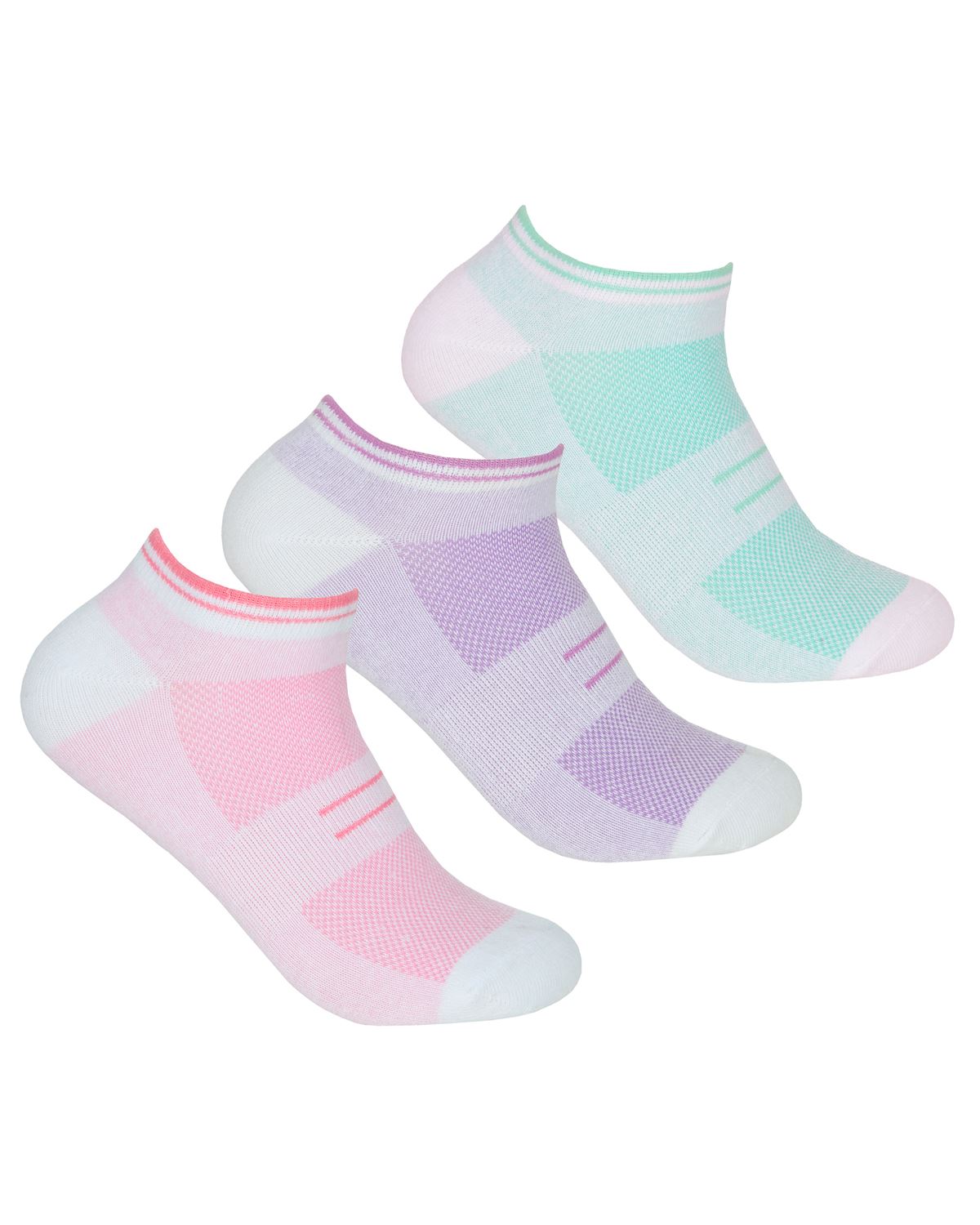 Sport Trainer Socks Ladies Cotton Rich Active Ventilation Mesh Low Cut Sock - Picture 12 of 13
