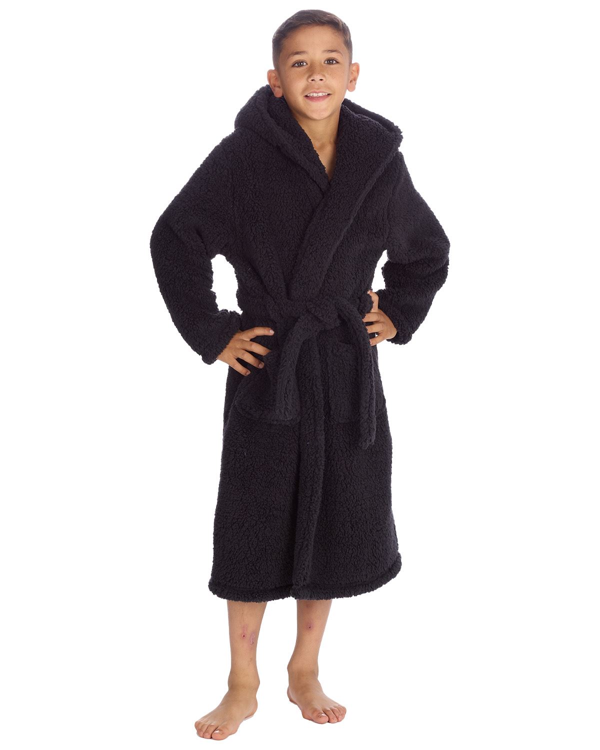 Accappatoio Borg per bambini Cargo Bay con cappuccio accappatoi accoglienti - Foto 4 di 17