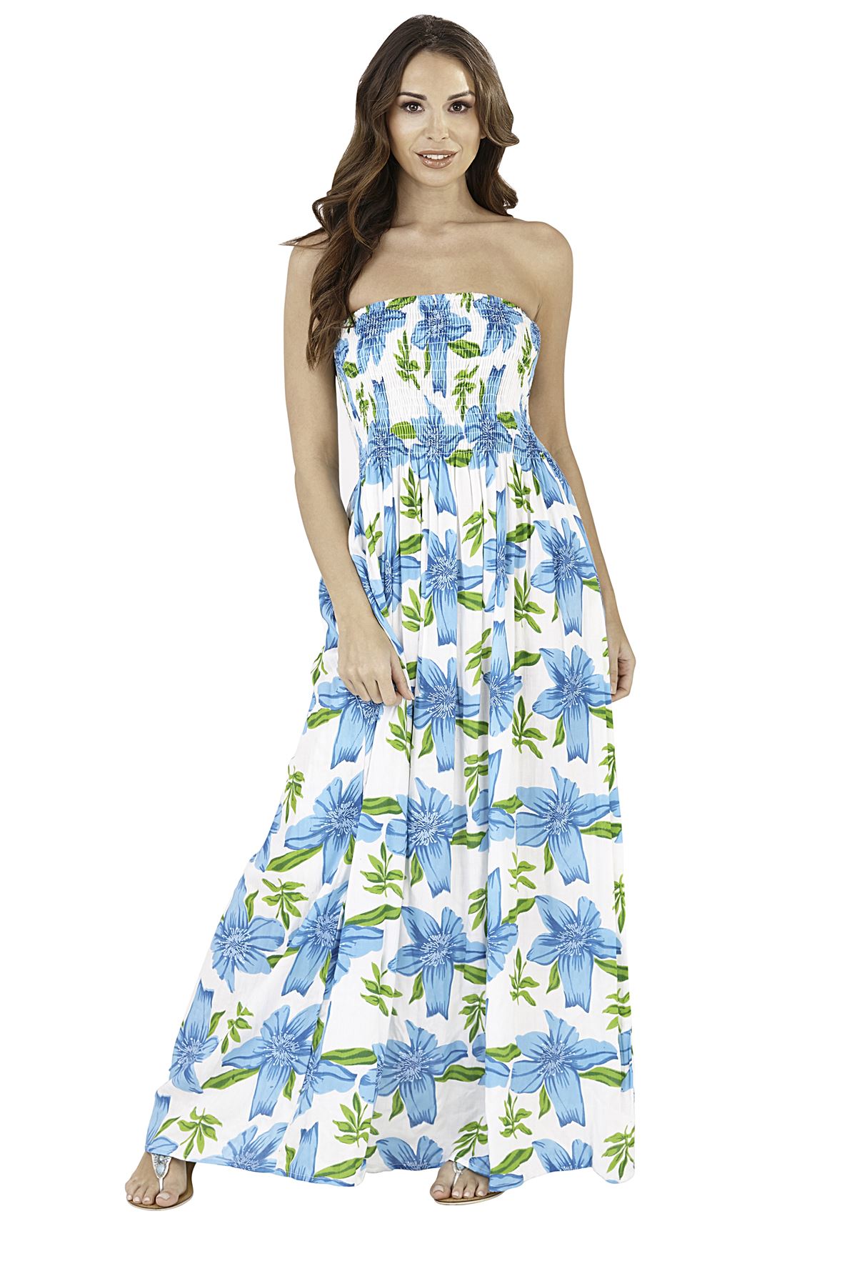 thumbnail 17  - Maxi Bandeau Dress Ladies Long Summer Holiday Fitted Dresses