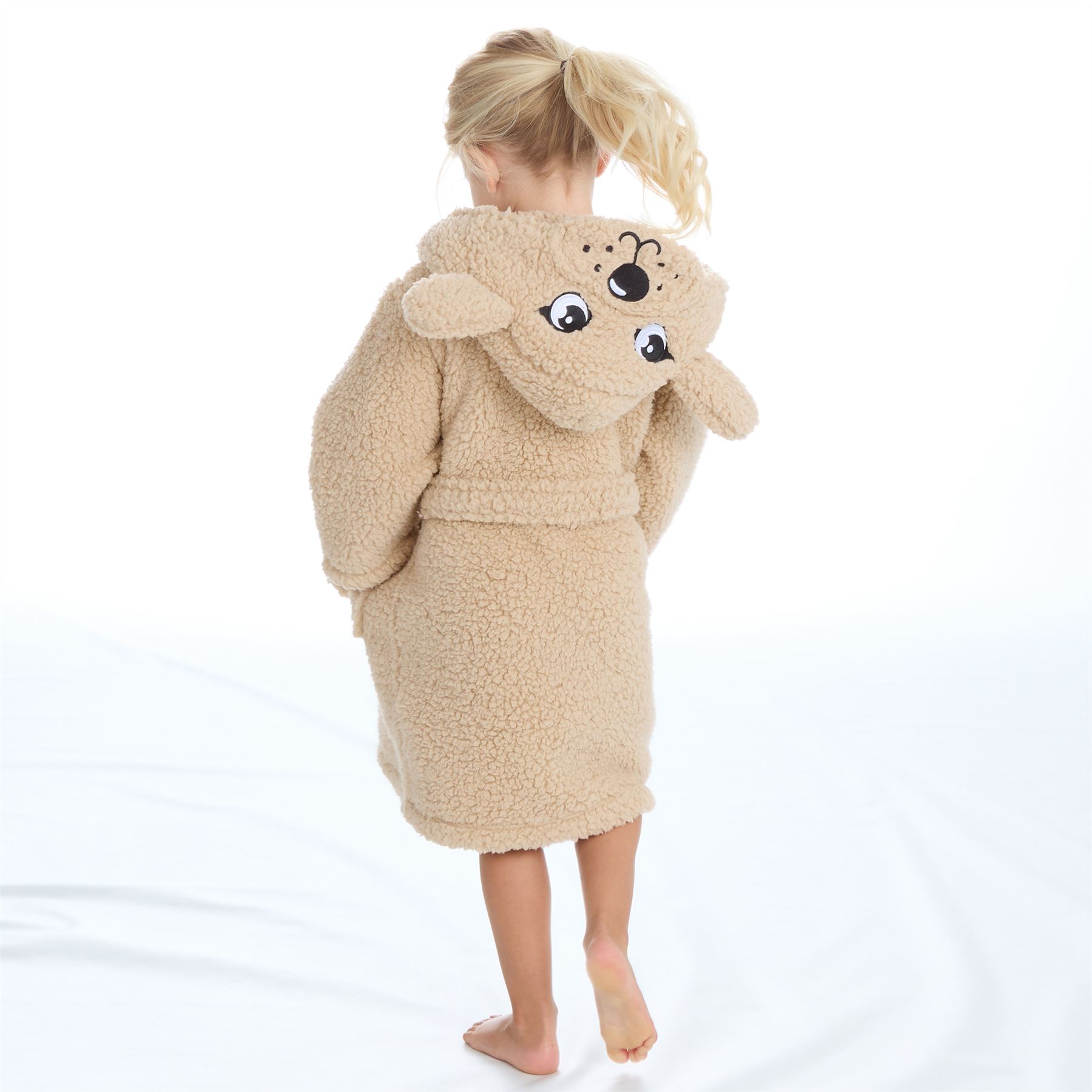 Baby Toddlers Bathrobe Infant Kid Soft Coral Fleece Hooded Dressing Gown - Picture 102 of 103
