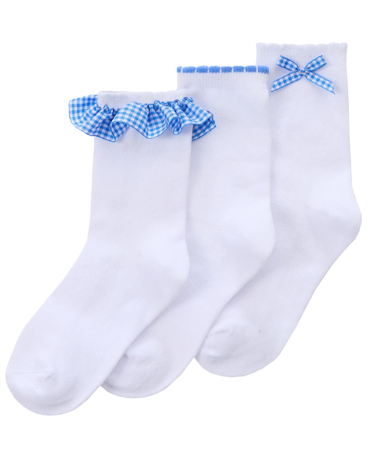 6 or 12 Pairs Girls Cotton Gingham Ankle Socks School - Picture 16 of 32