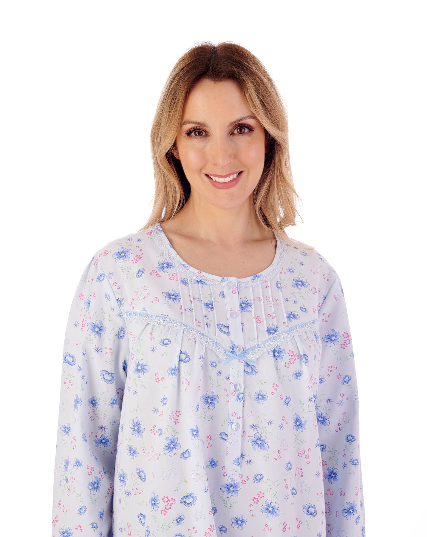 Vestido de noche Slenderella tejido algodón para damas de 45" manga larga ropa de noche - Imagen 3 de 10