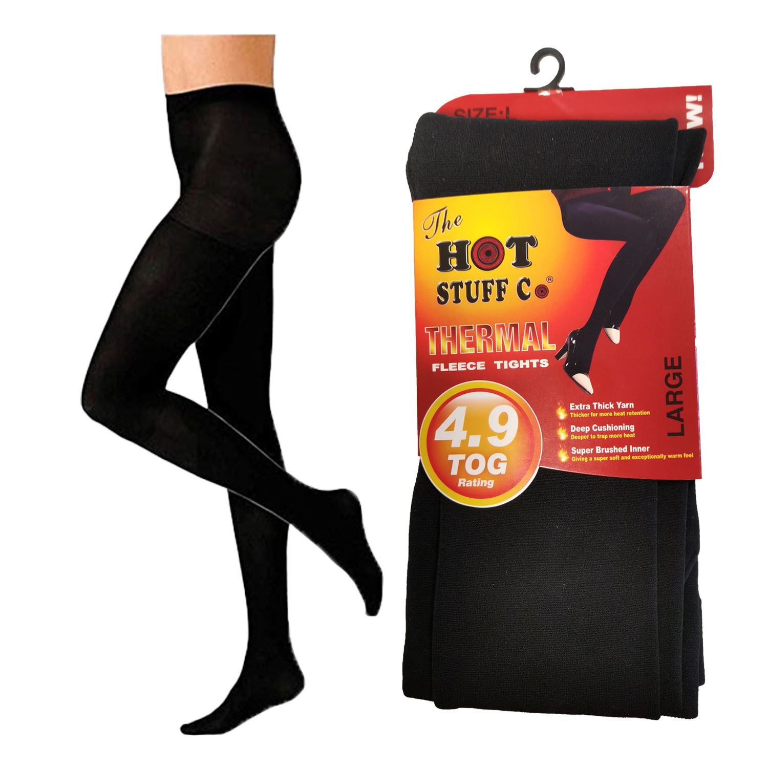 2 Pairs Womens Thermal Fleece 4.9 Tog Warm Footless or Full Foot Tights