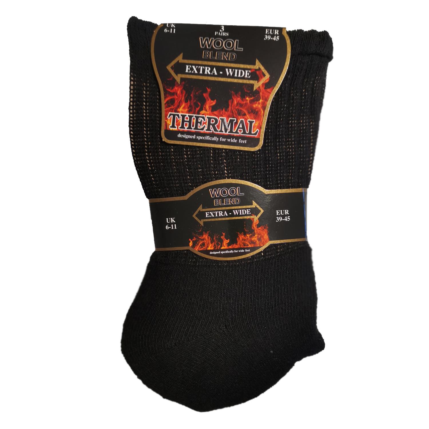 6 Pair Mens Extra Wide Wool Blend Thermal Socks For Wide Feet Black, Brown, Dark eBay