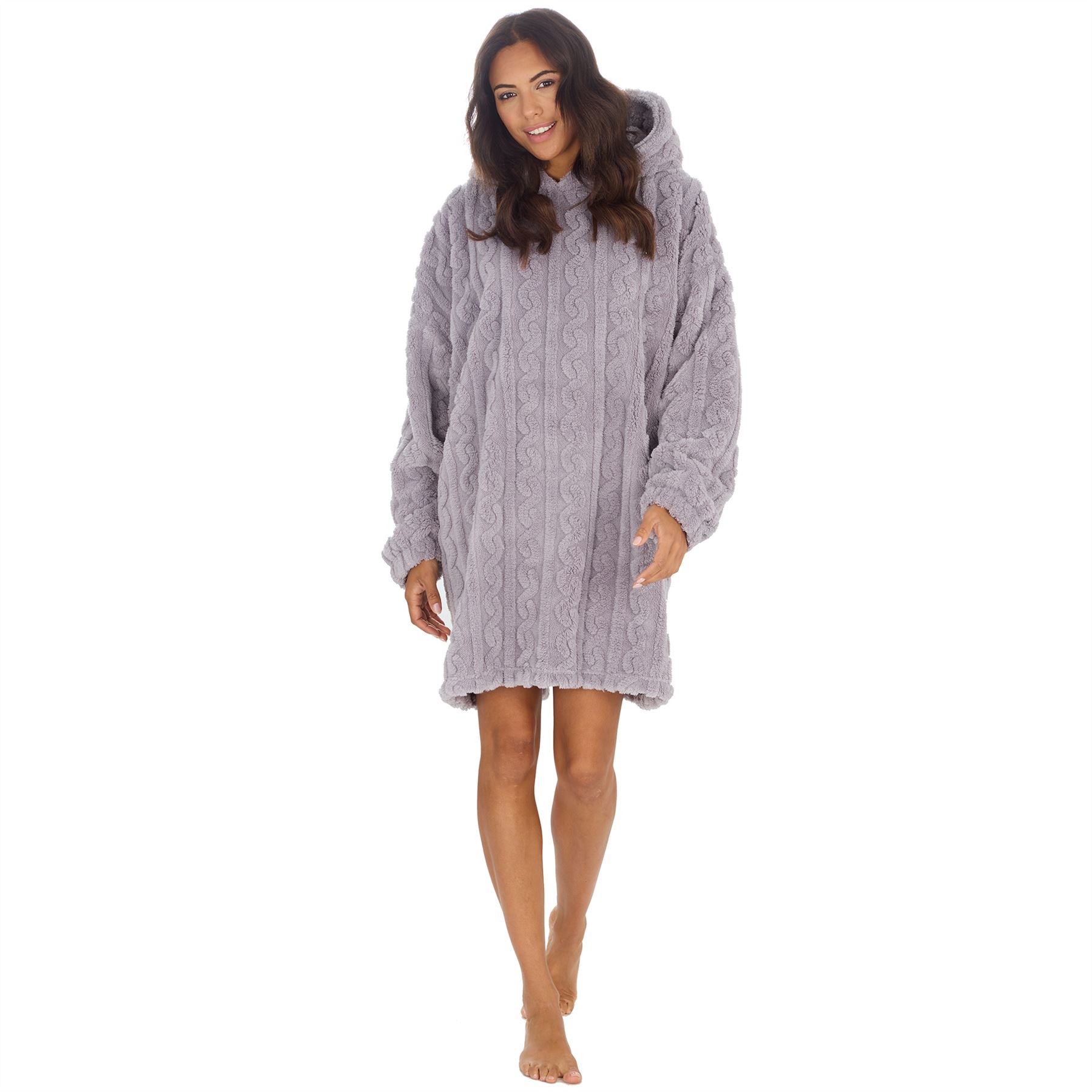 Sudadera con capucha Sherpa de gran tamaño para adultos cable polar con capucha acurrucarse salón manta jersey - Imagen 8 de 21