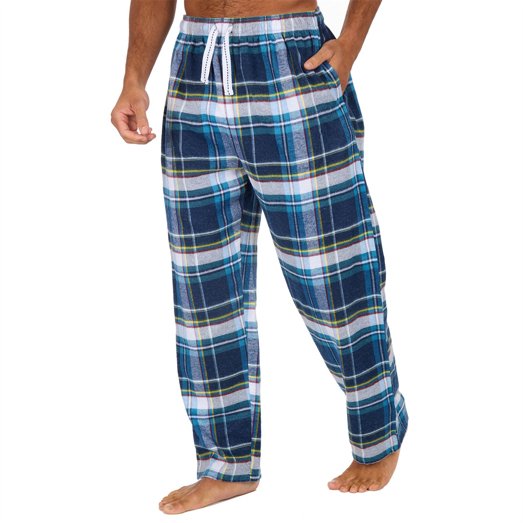 Mens Brushed Cotton Lounge Pants Soft Flannel Check PJs Pyjama Bottoms - Picture 20 of 23