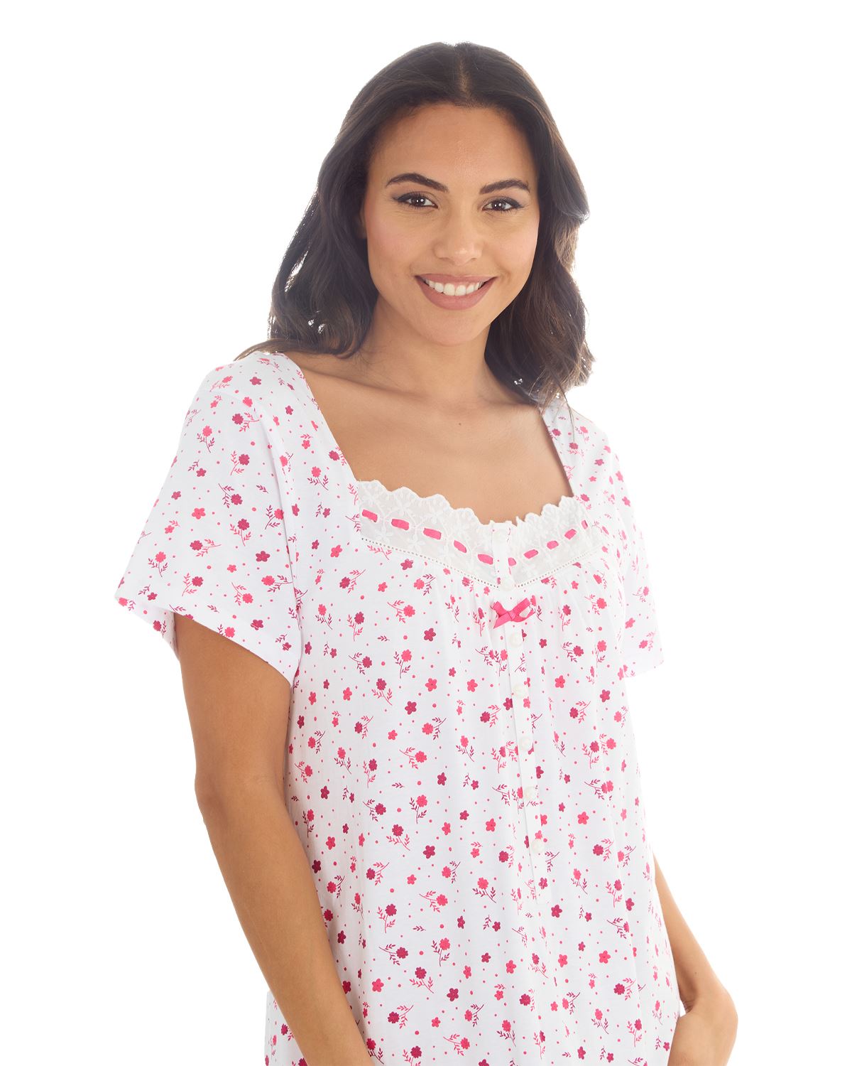 Cottonique Jersey Nightie Ladies 100% Cotton Soft Short Sleeve Nightdress - Picture 5 of 29