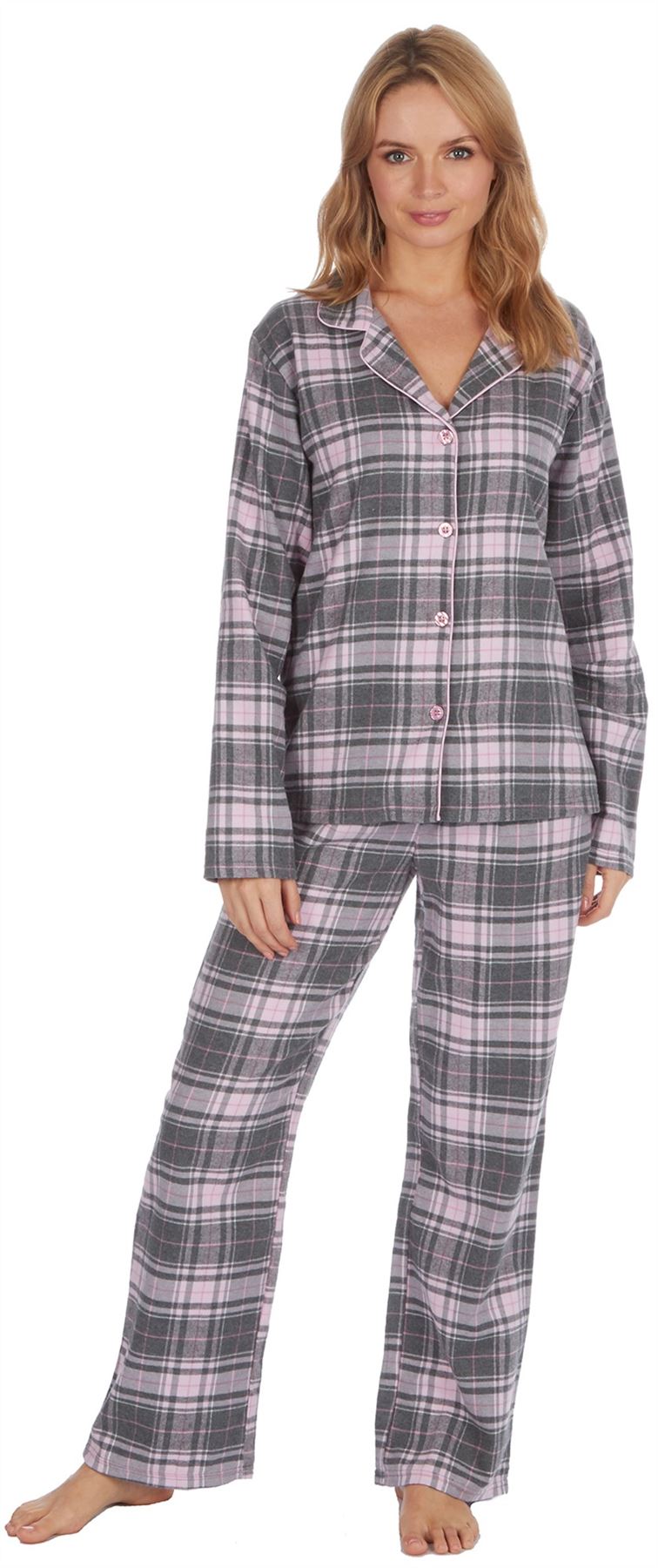 Womens Ladies Undercover Long Winter Button Through Pyjamas Loungewear ...