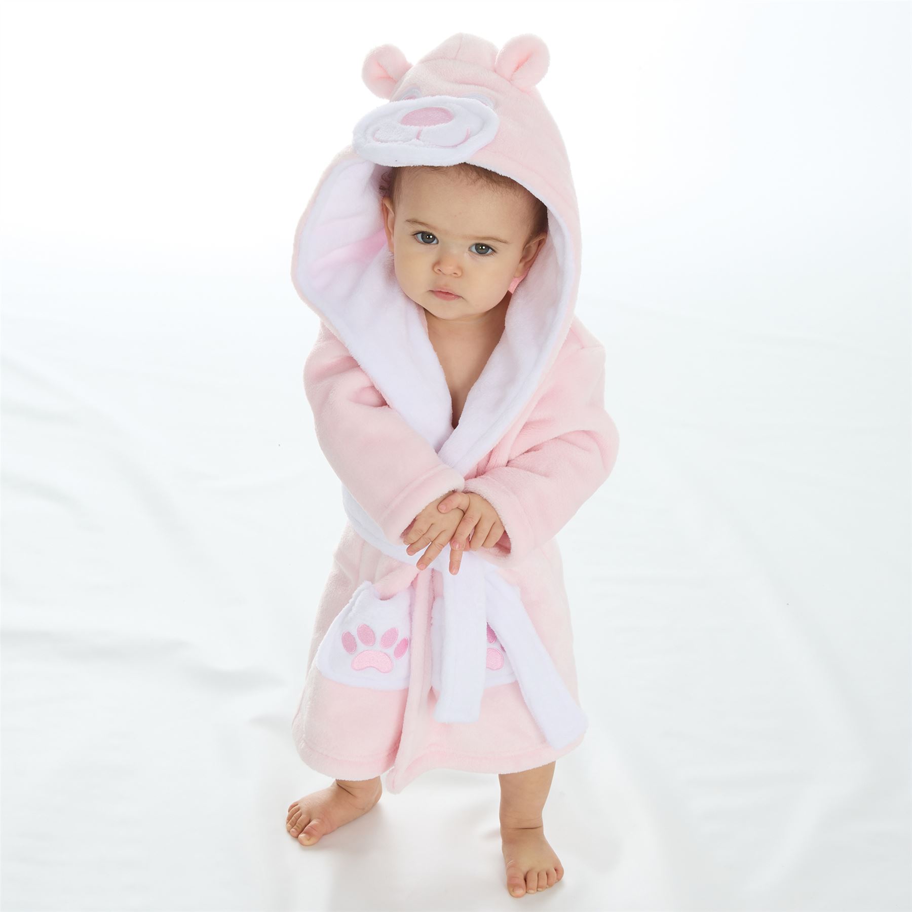 Baby Toddlers Bathrobe Infant Kid Soft Coral Fleece Hooded Dressing Gown - Picture 79 of 103