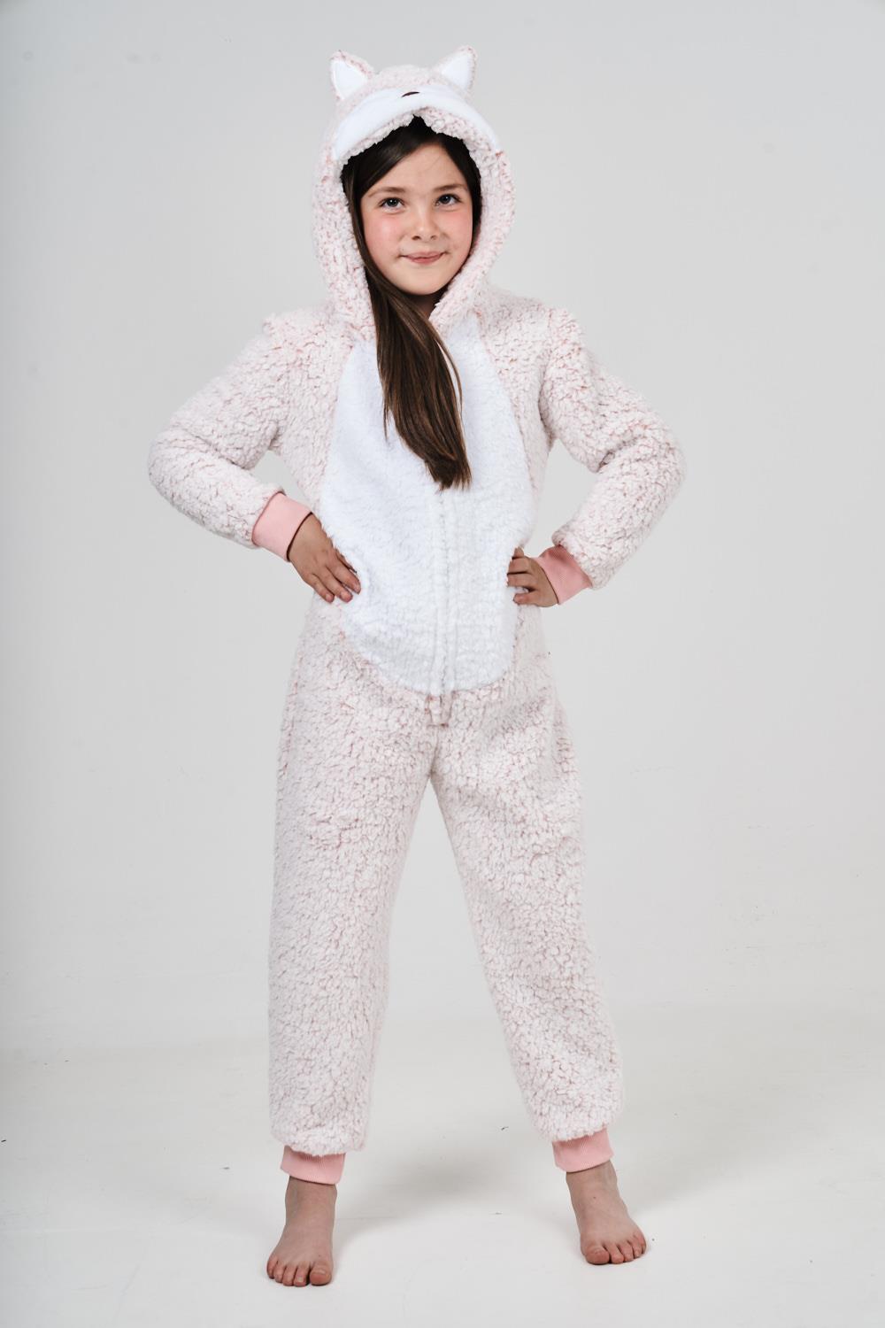 Kids Novelty Animal 1Onezie Soft Coral Fleece 3D All in One Sleepsuit with Hood - Picture 15 of 88