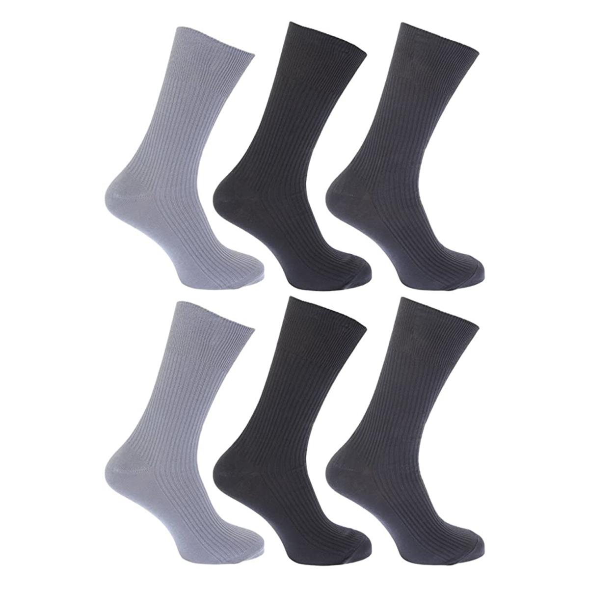 6 Pairs Mens Gents Non Elastic Loose/Soft Top Cotton Diabetic Socks 6