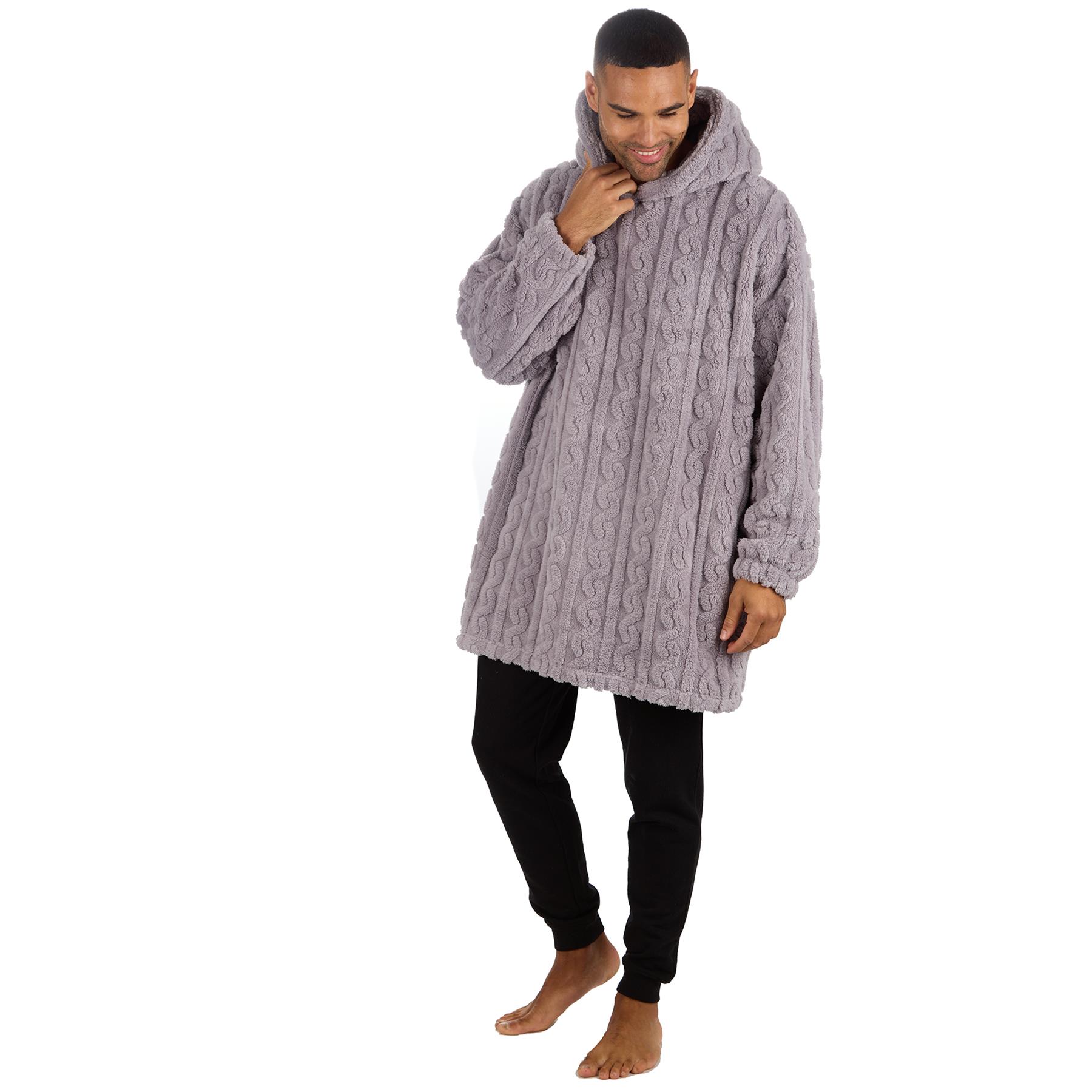Sudadera con capucha Sherpa de gran tamaño para adultos cable polar con capucha acurrucarse salón manta jersey - Imagen 13 de 21