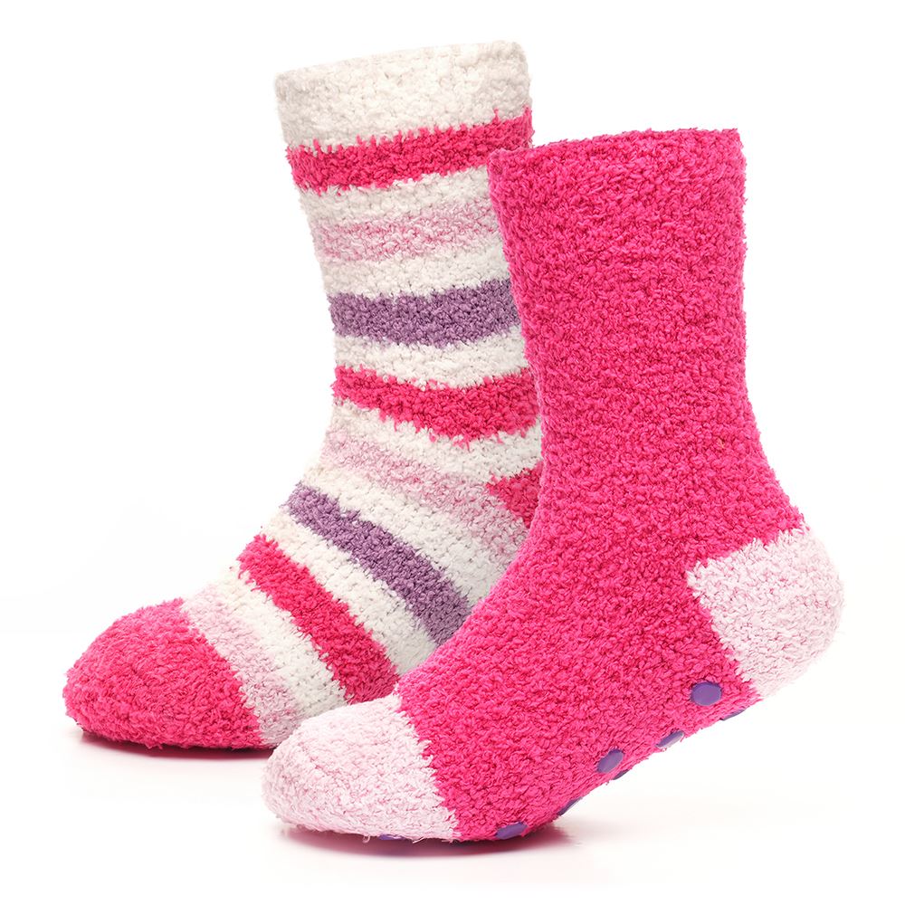 Babies Kids Fluffy Socks Cosy Warm Fuzzy Slipper Bed Sock with Grips (4 Pairs) - Picture 61 of 74