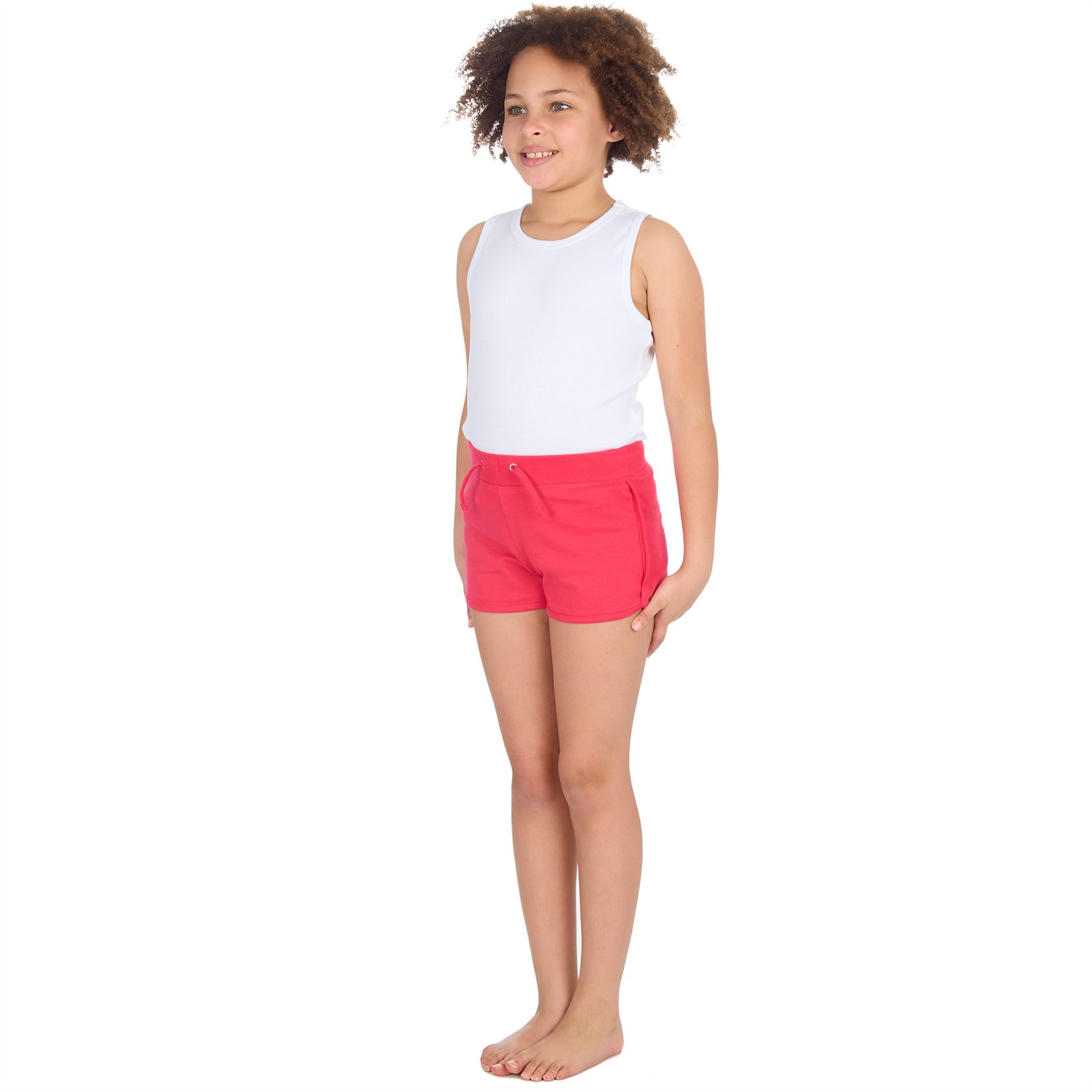 Girls Shorts 100% Jersey Cotton Casual Sports Style Holiday Gymnastic Summer - Picture 24 of 31